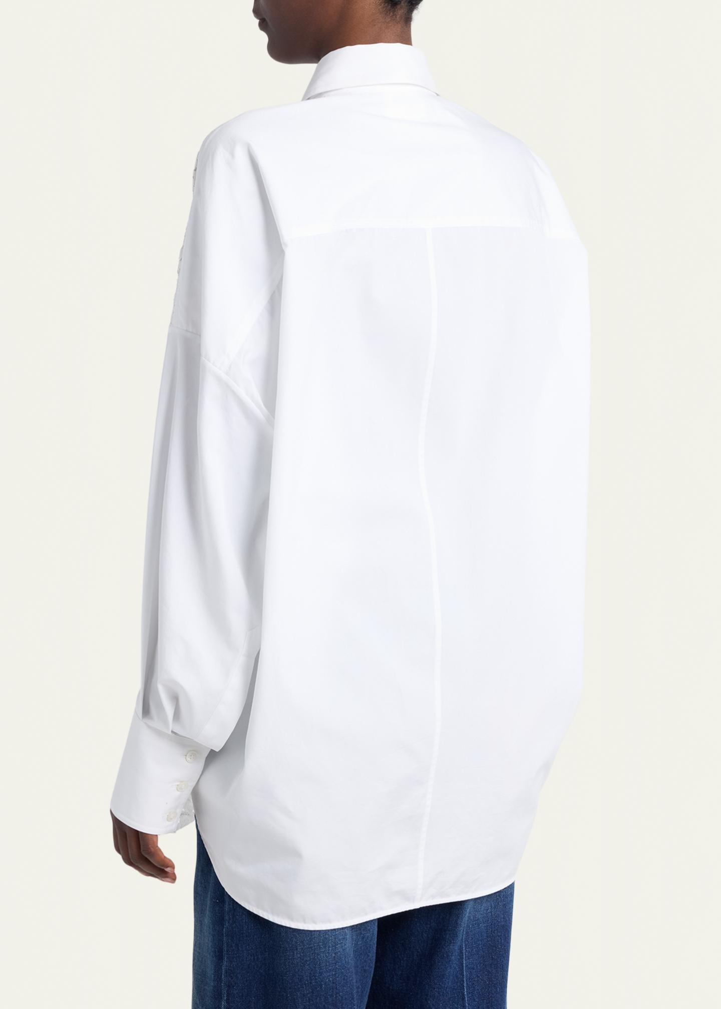 Stella McCartney Lace-Paneled Poplin Button-Down Shirt - Bergdorf