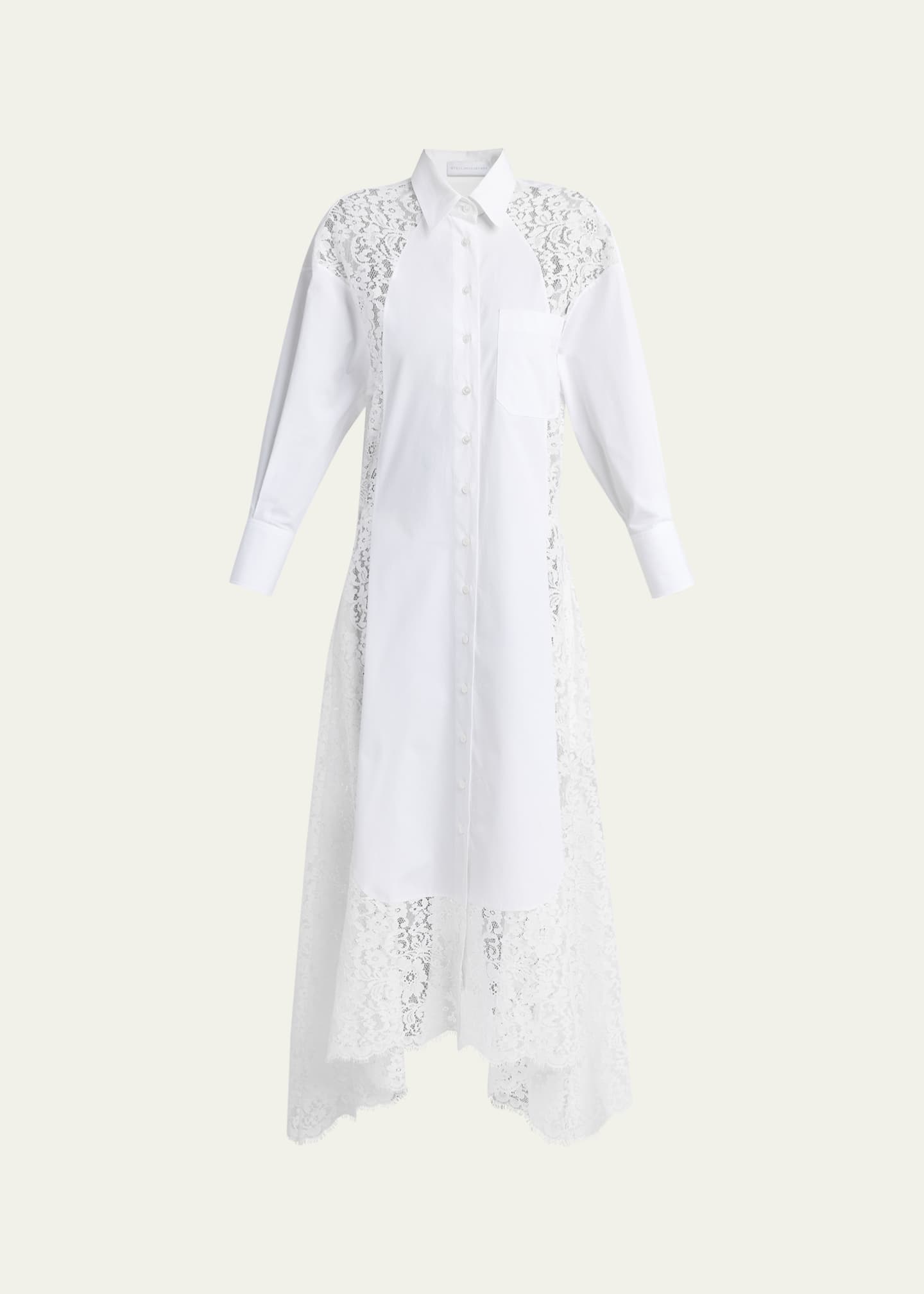 stella mccartney lace dress Stella McCartney, Lace-trimmed silk midi dress, Women, Pink, US 00, Dresses