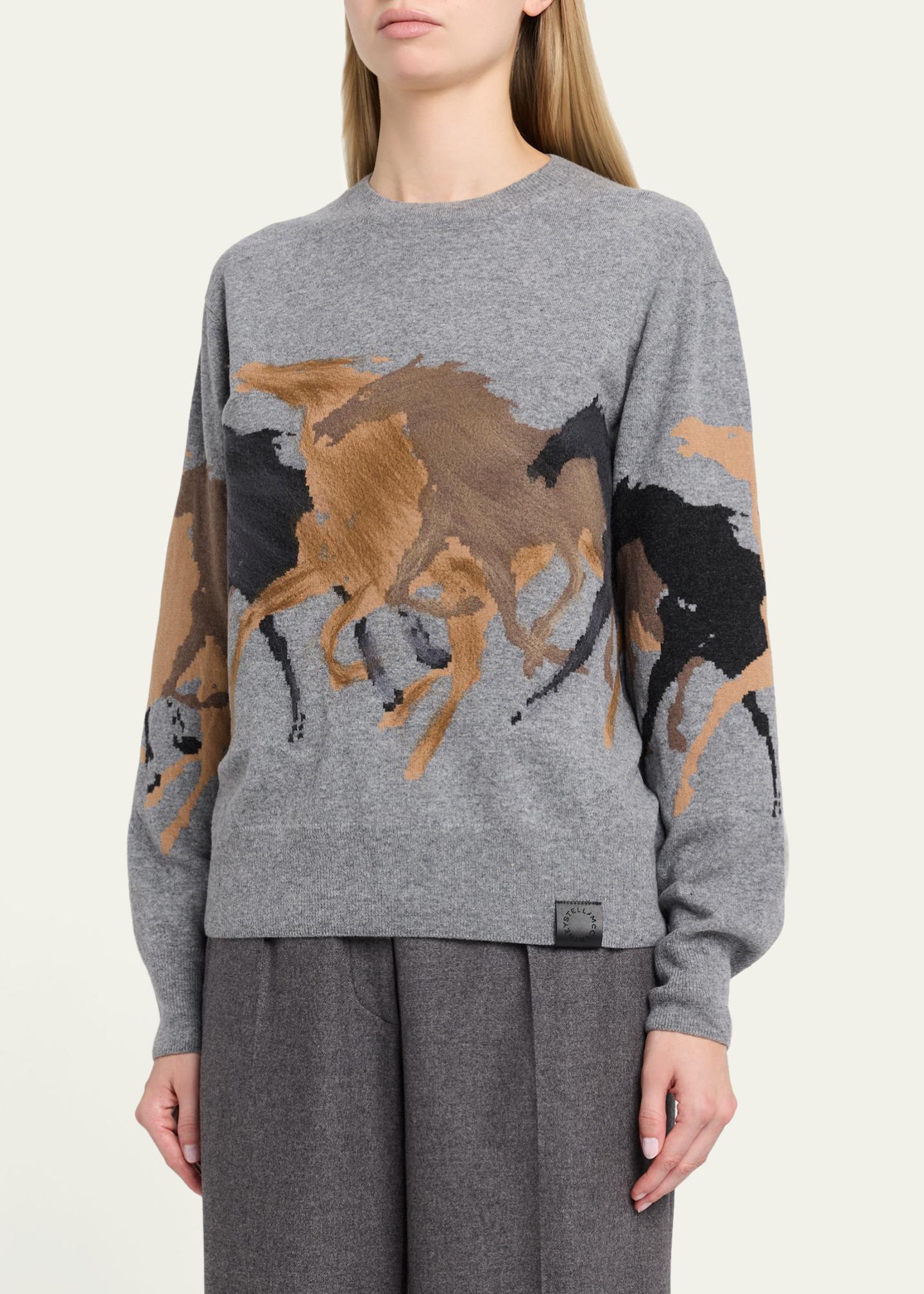 Stella McCartney Racing Horses Crewneck Sweater - Bergdorf Goodman