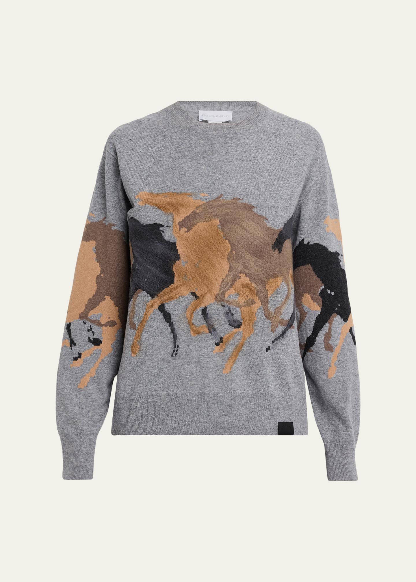 Stella McCartney Racing Horses Crewneck Sweater - Bergdorf Goodman