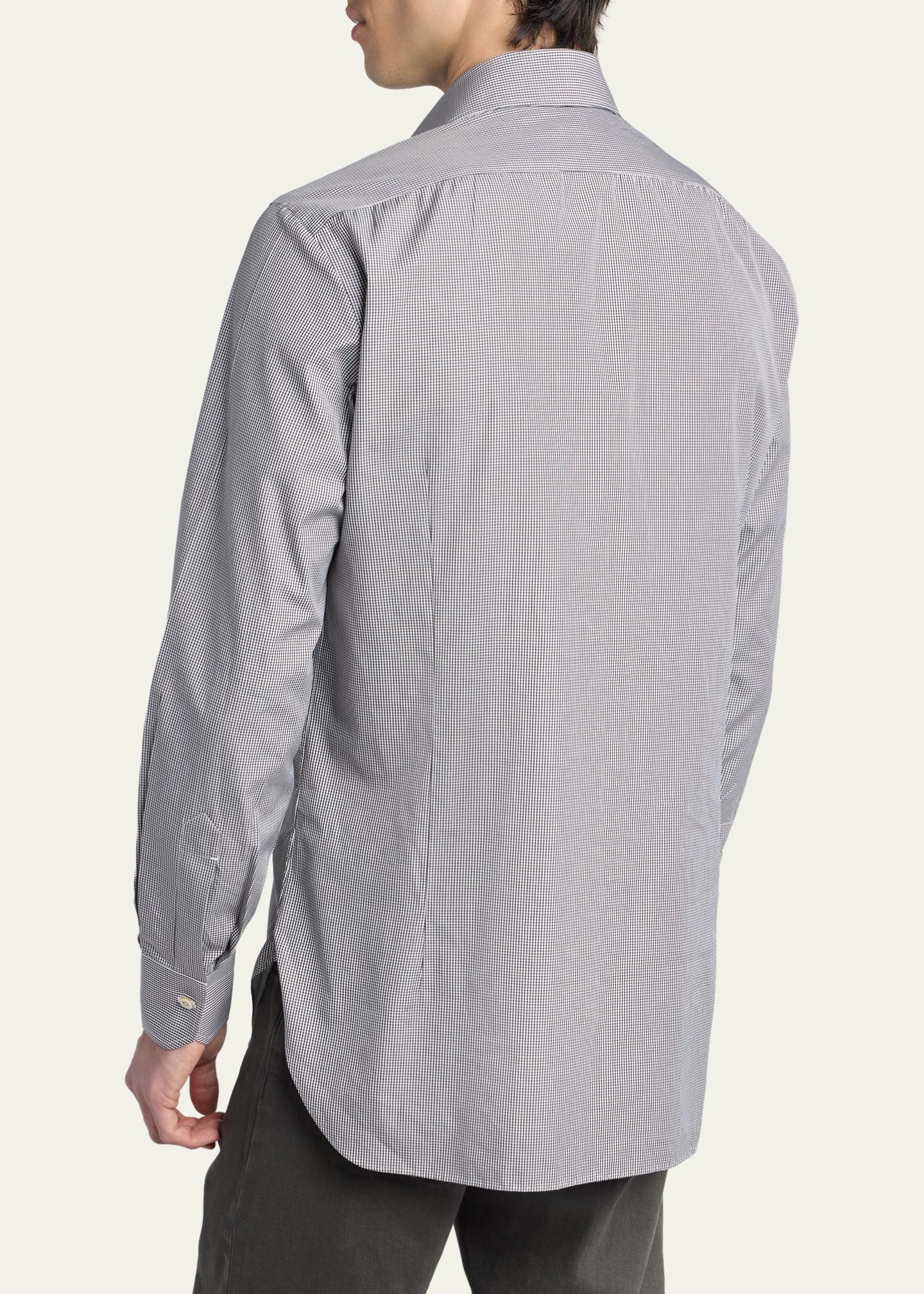 Kiton Men's Mini-Check Cotton Button-Down Shirt - Bergdorf Goodman
