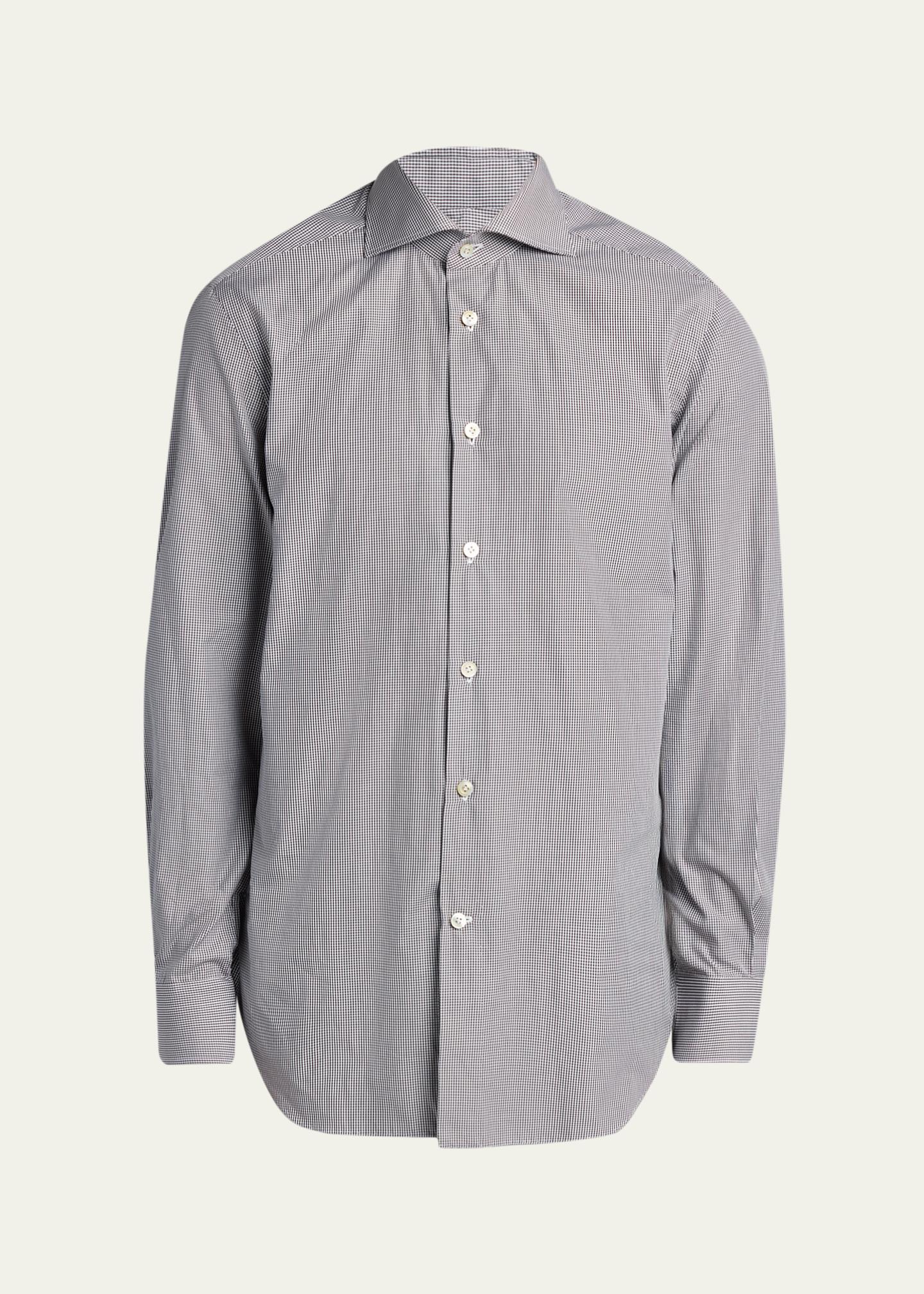 Kiton Men's Mini-Check Cotton Button-Down Shirt - Bergdorf Goodman
