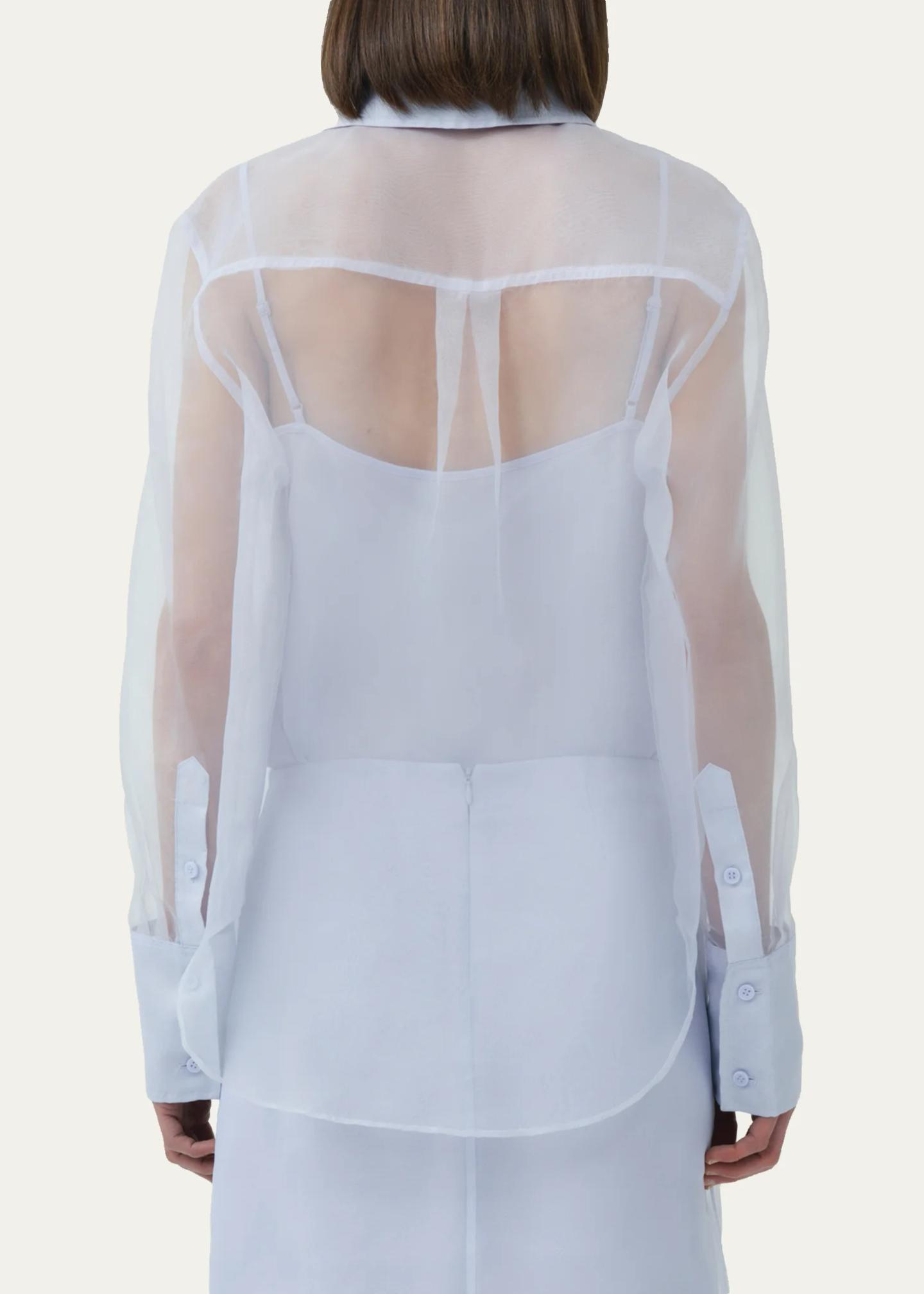 SIMKHAI Loen Long-Sleeve Organza Shirt - Bergdorf Goodman