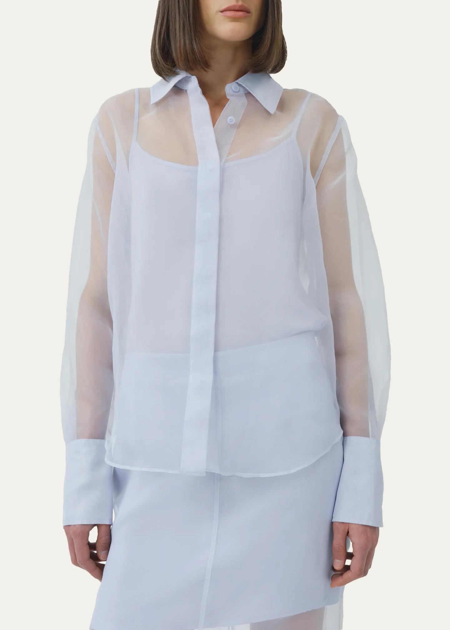 SIMKHAI Loen Long-Sleeve Organza Shirt - Bergdorf Goodman