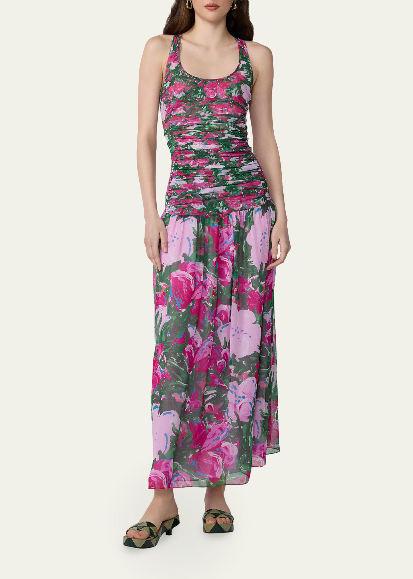 Diane von Furstenberg Lorna Ruched Floral-Print Midi Dress - Bergdorf ...