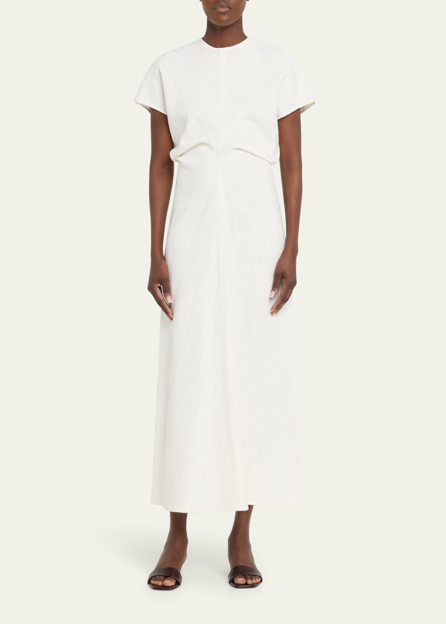 toteme dress Gathered hammered silk-satin maxi - green this dress features a slouchy design with a relaxed fit 17 Totme Dresses Everyone Will