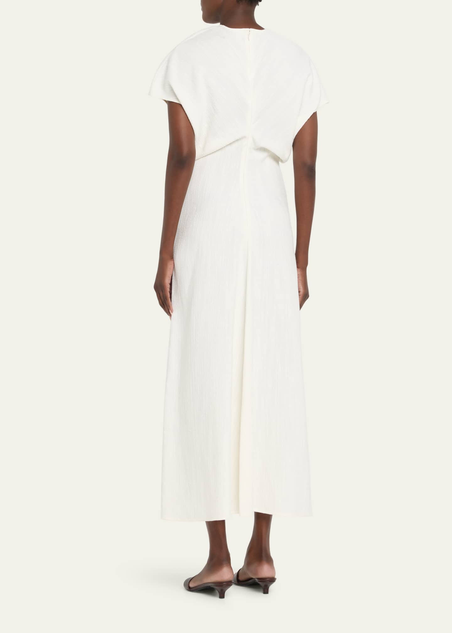 toteme dress - Slouch Waist Wool Poppy - 40 quality wool Garderob gathered crepe maxi dress