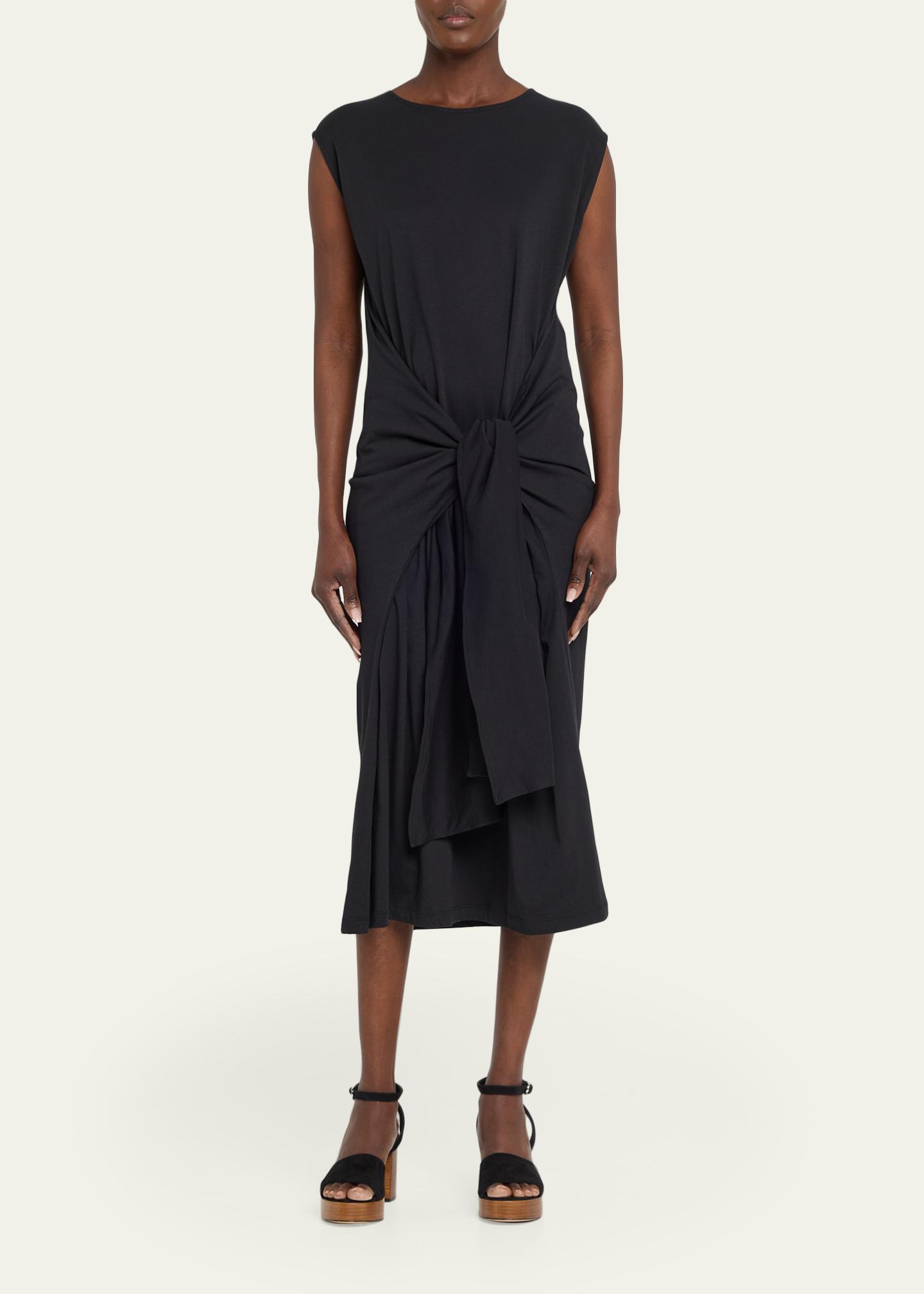 toteme jersey dress Tie-Waist Cotton girls black and gold