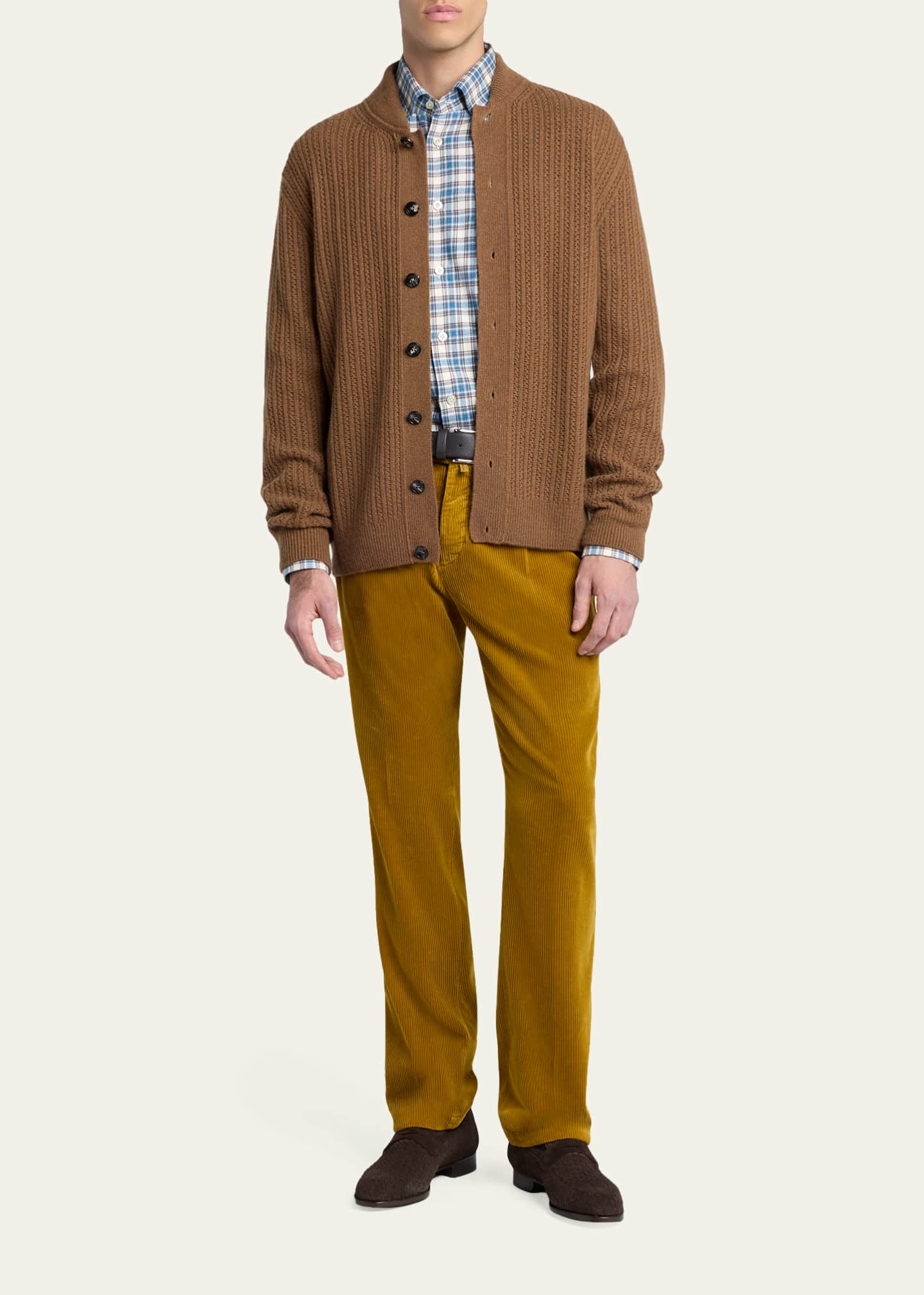 Kiton Men's Double-Pocket Cotton Plaid Button-Down Shirt
