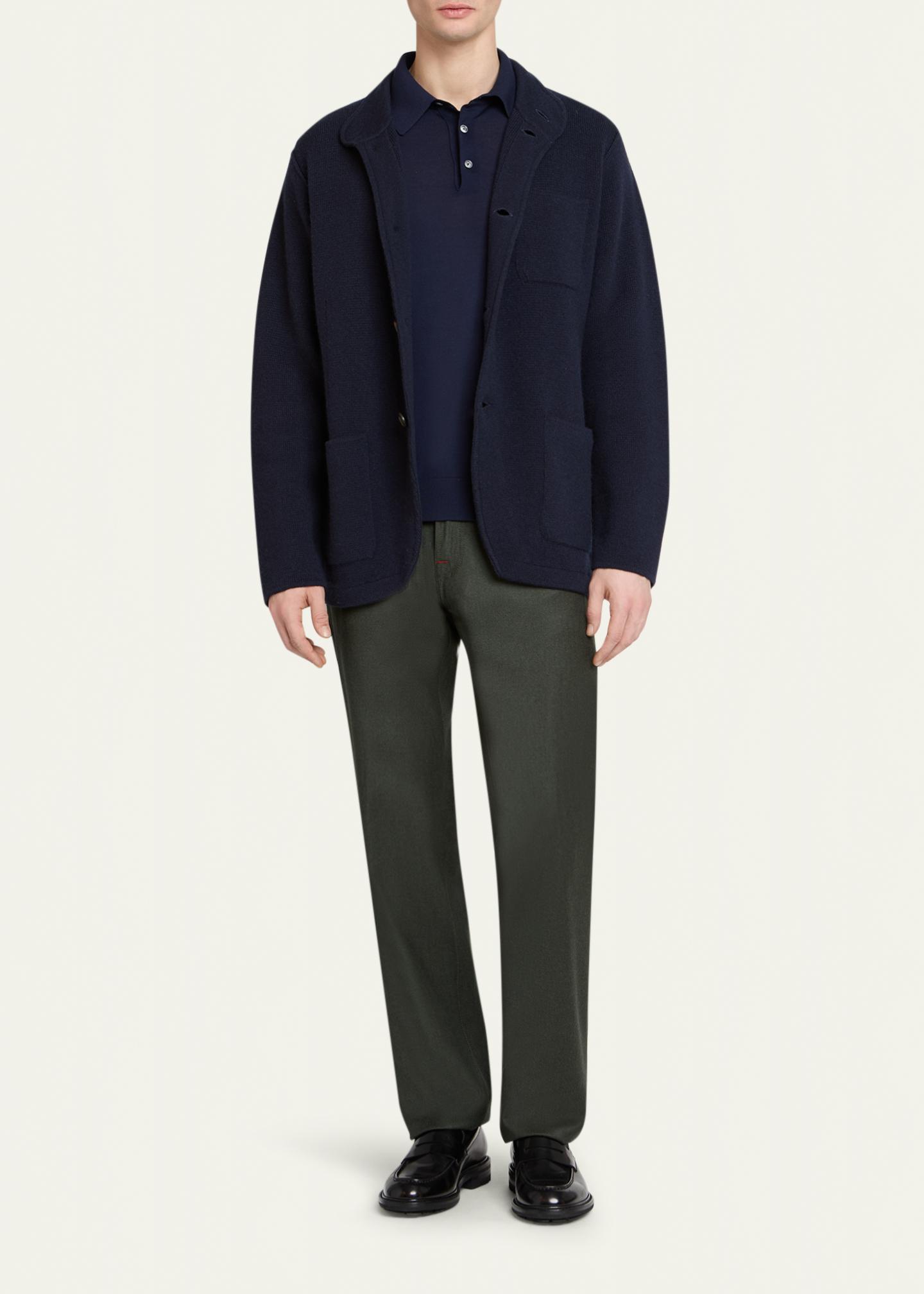 Kiton Men's Punto Cashmere Knit Band-Collar Jacket - Bergdorf Goodman