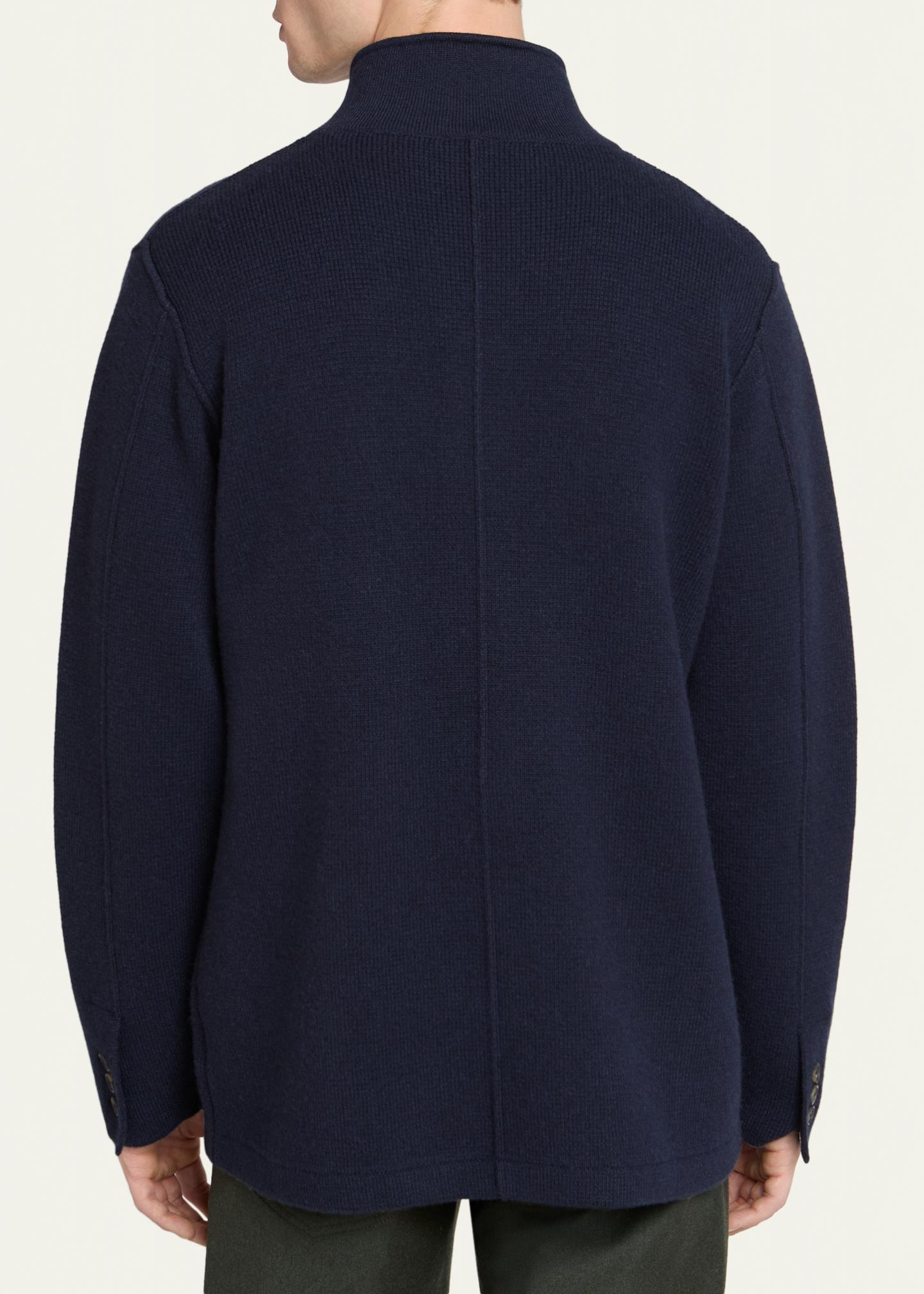 Kiton Men's Punto Cashmere Knit Band-Collar Jacket - Bergdorf Goodman