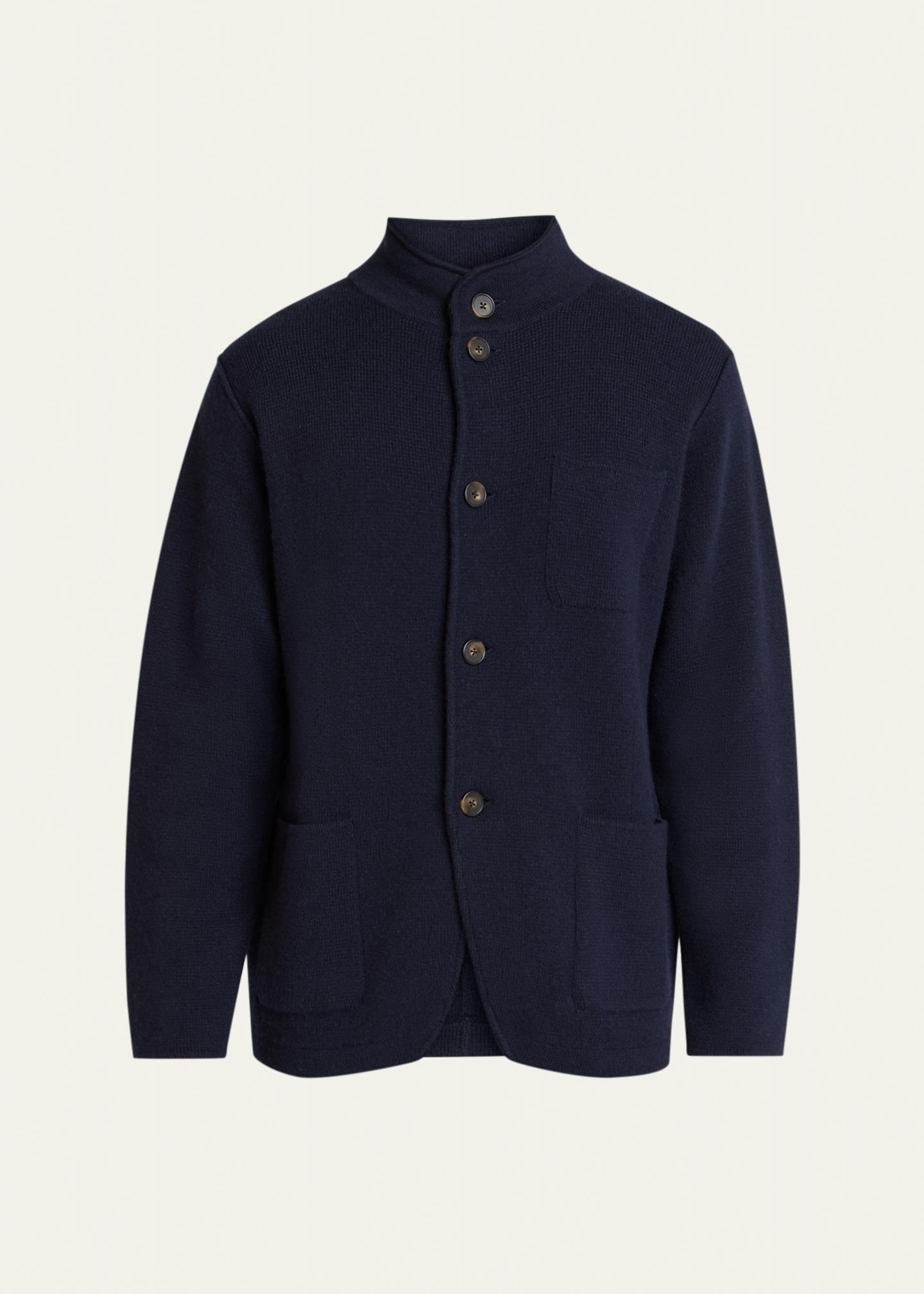Kiton キートン カシミヤ ミドルゲージ ニット ブルゾン 48 Kiton Men's Punto Cashmere Knit Band-Collar Jacket - Bergdorf Goodman