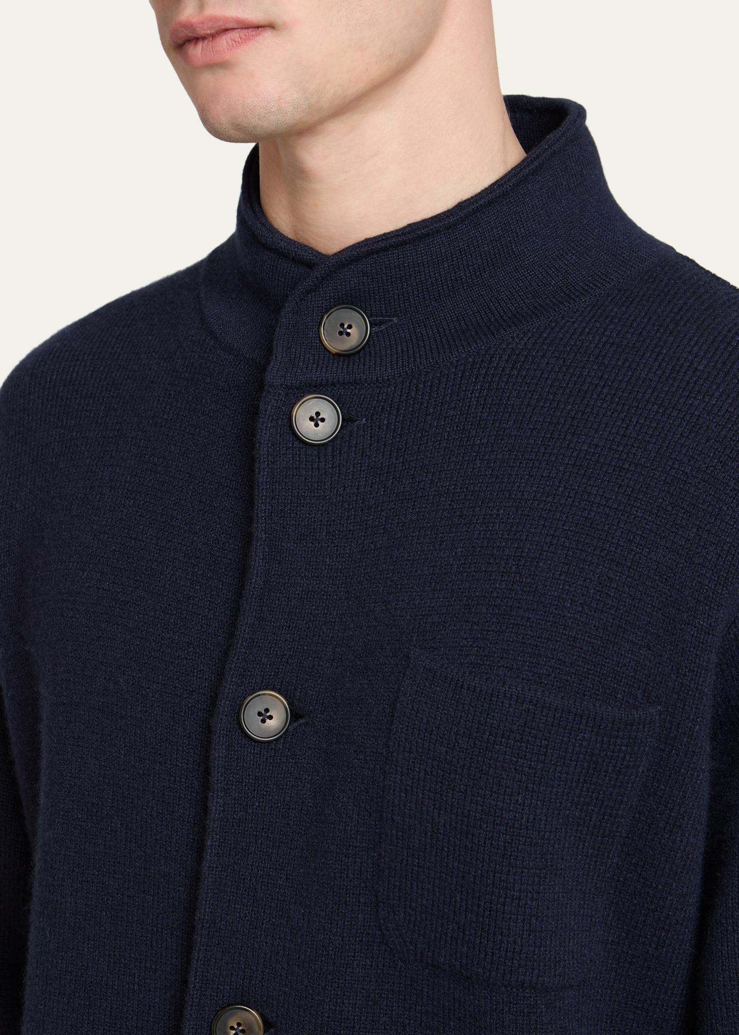 Kiton Men's Punto Cashmere Knit Band-Collar Jacket - Bergdorf Goodman