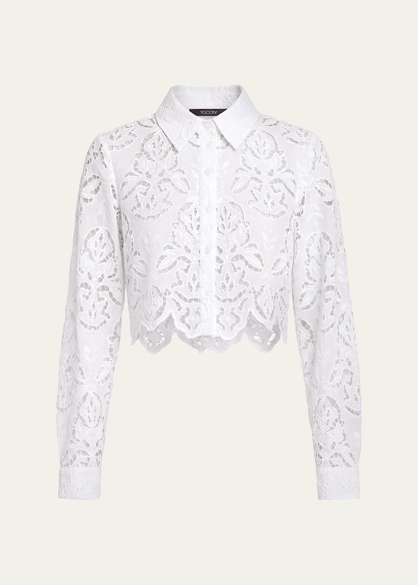 Toccin Jilly Embroidered Cropped Blouse - Bergdorf Goodman