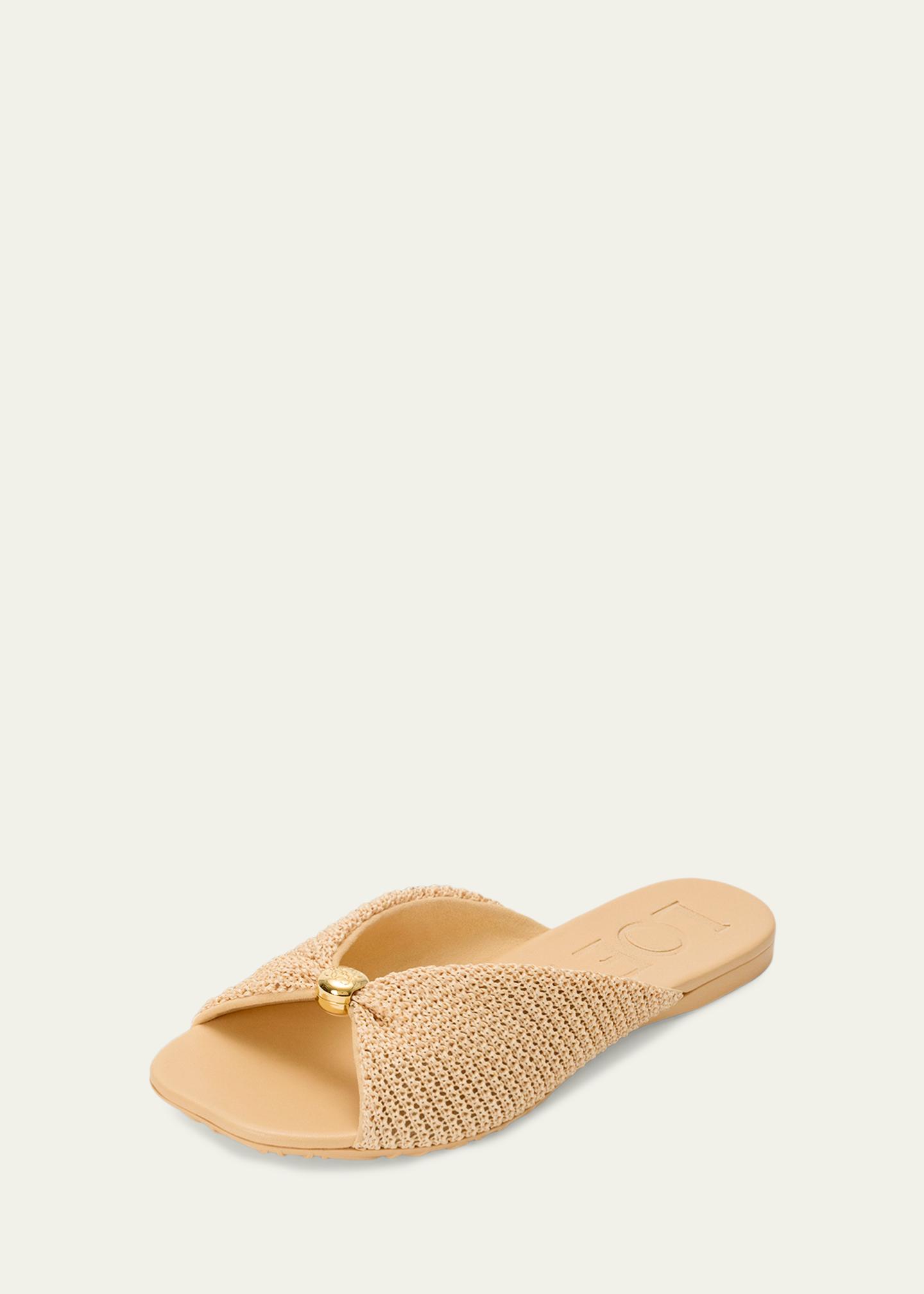 LOEWE x Paula's Ibiza Pebble Anagram Flat Slide Sandals - Bergdorf