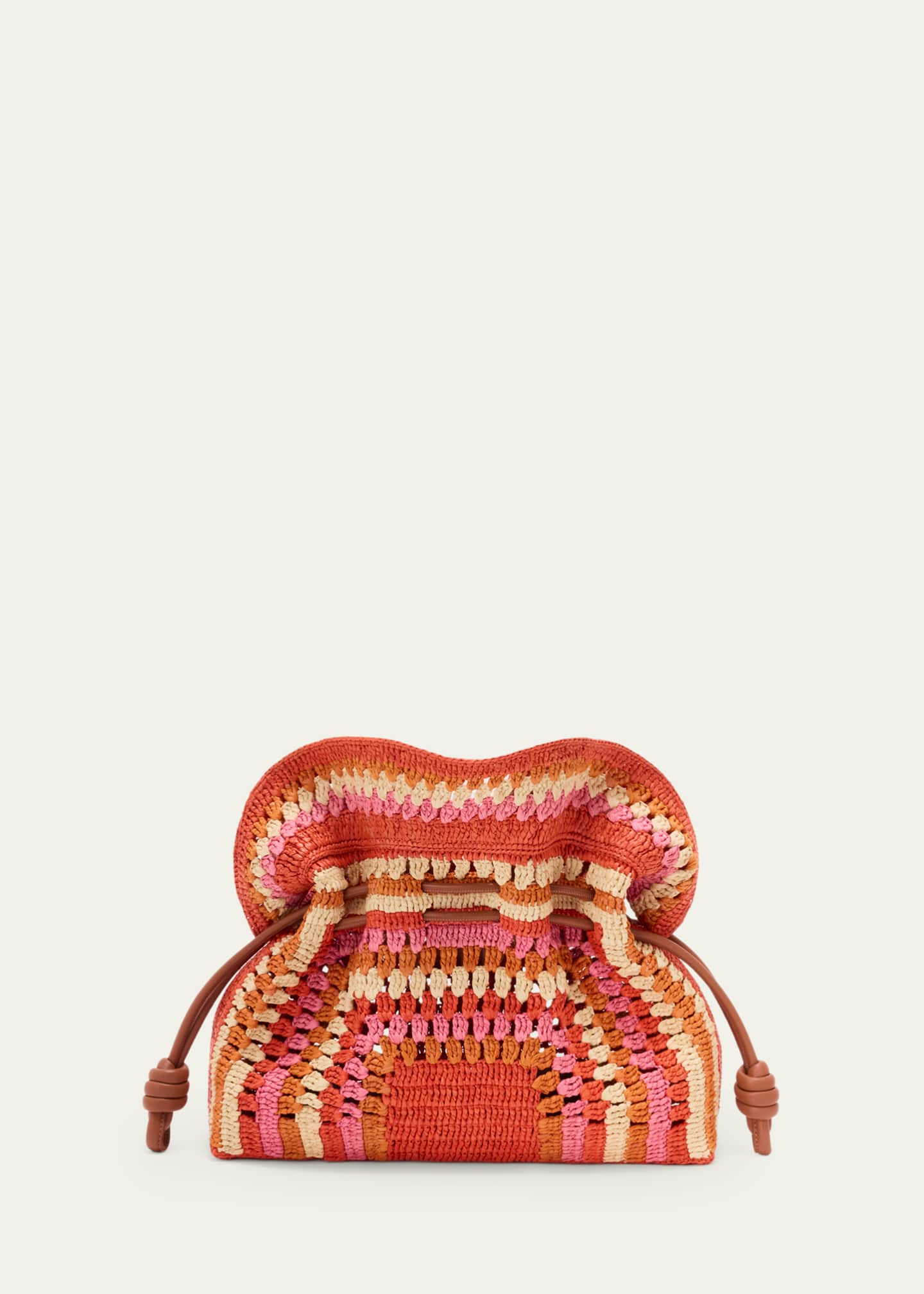 Loewe x Paula's Ibiza Flamenco Striped Crochet Raffia Clutch Bag