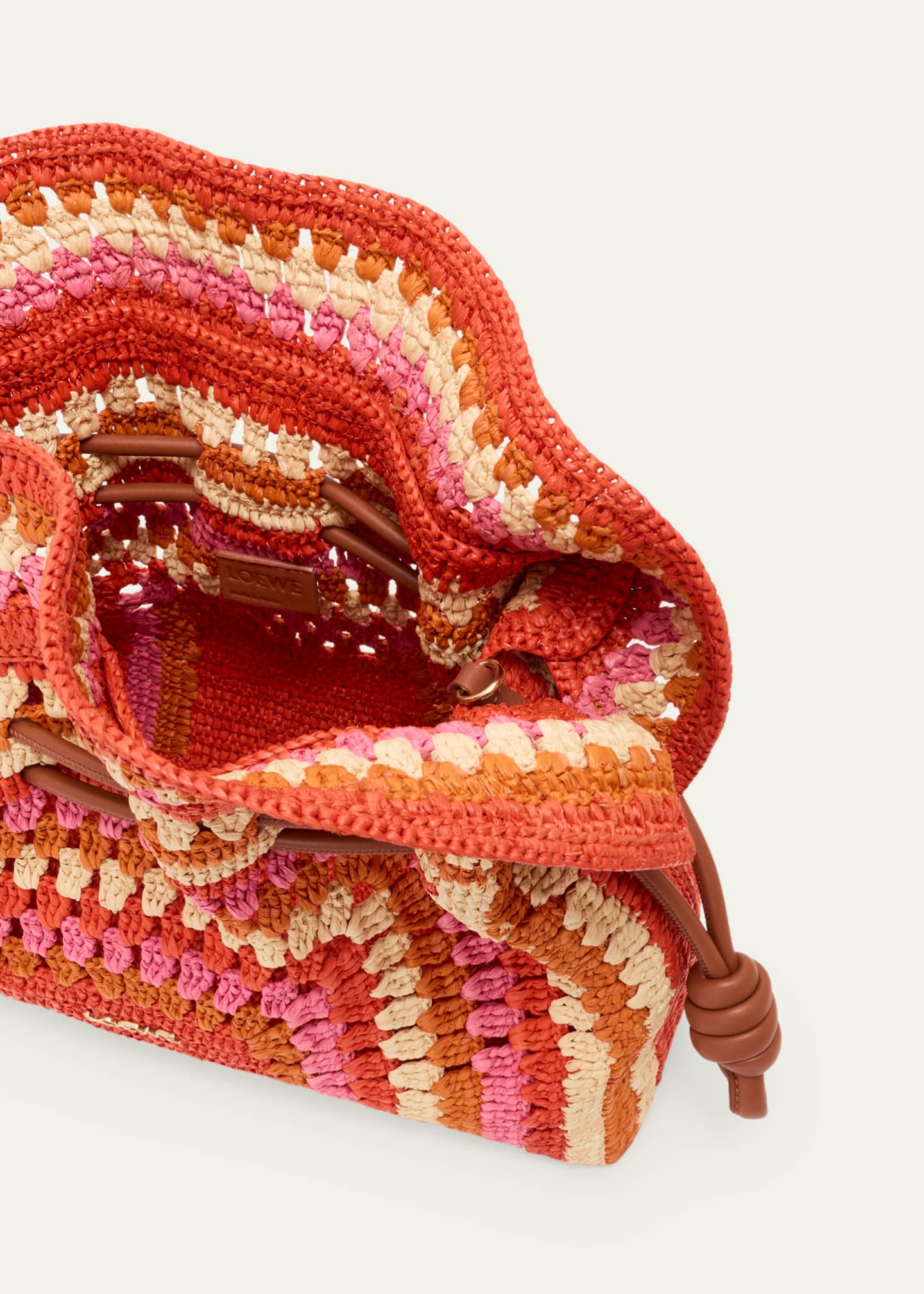 Loewe x Paula's Ibiza Flamenco Striped Crochet Raffia Clutch Bag
