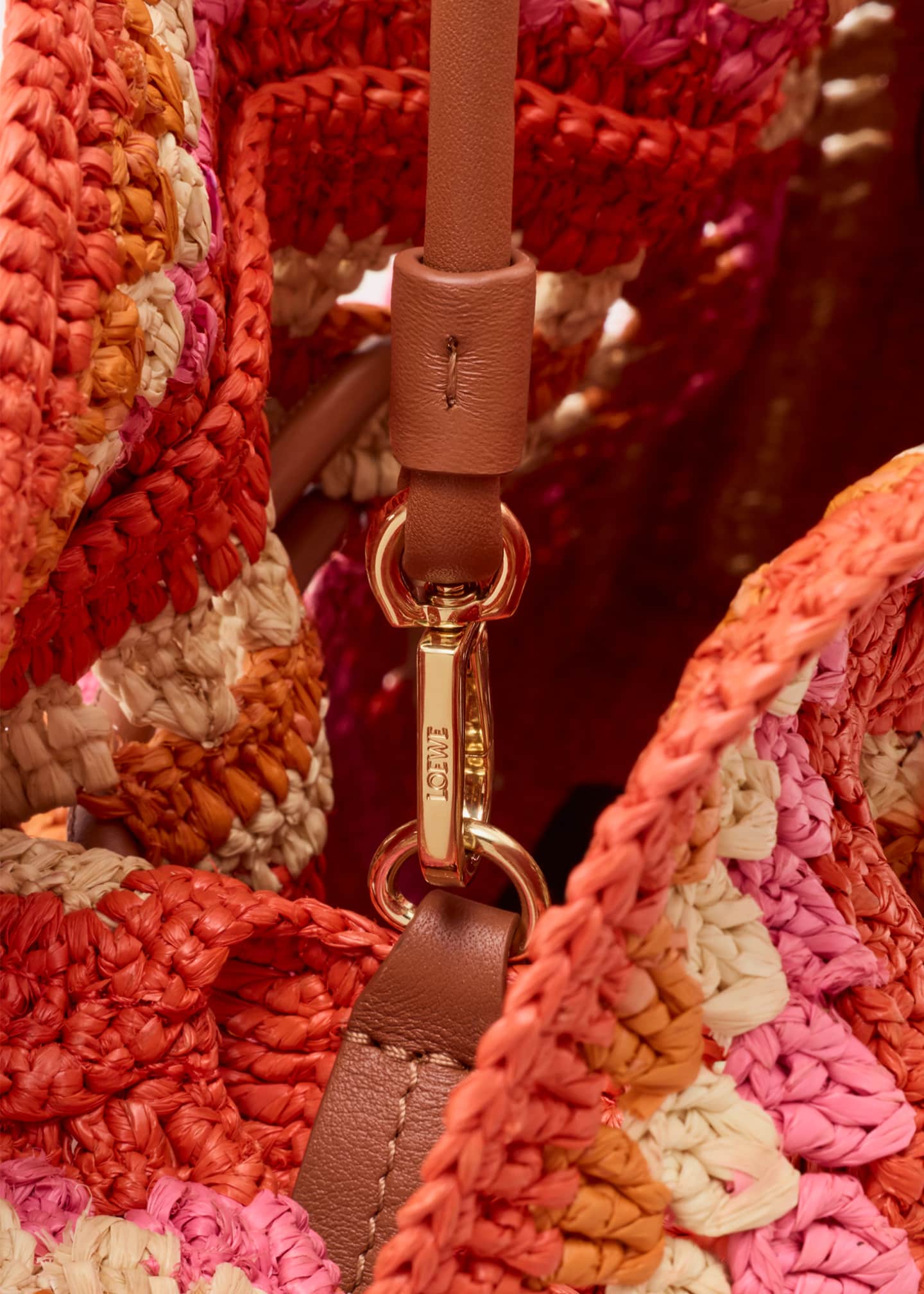 Loewe x Paula's Ibiza Flamenco Striped Crochet Raffia Clutch Bag