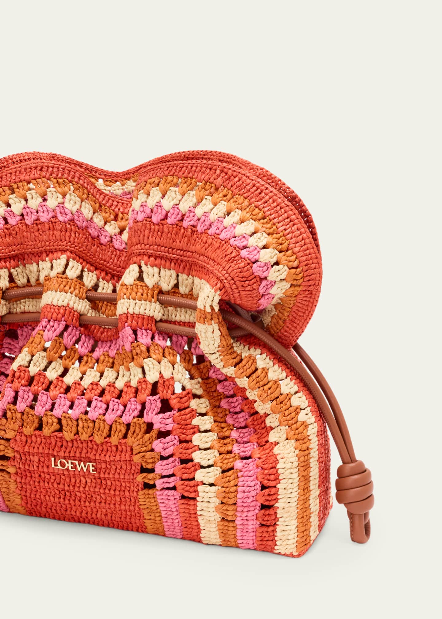 Loewe x Paula's Ibiza Flamenco Striped Crochet Raffia Clutch Bag