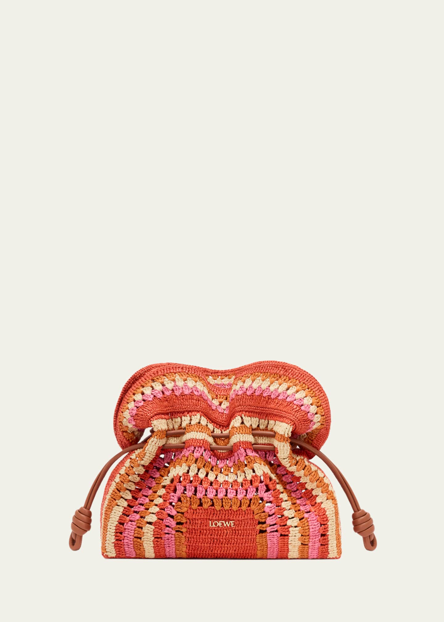 Loewe x Paula's Ibiza Flamenco Striped Crochet Raffia Clutch Bag