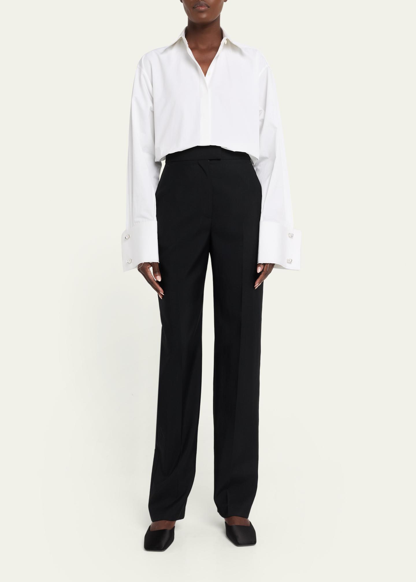 Michael Kors Collection Crystal-Cufflink Frayed Cotton Button-Down ...