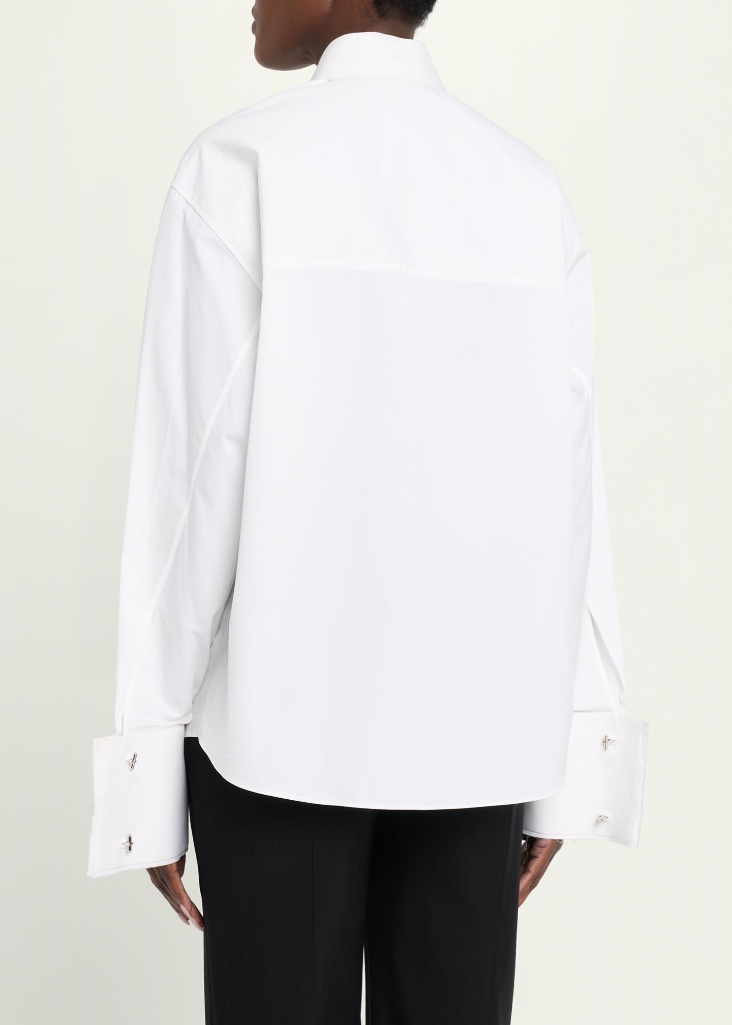 Michael Kors Collection Crystal-Cufflink Frayed Cotton Button-Down ...