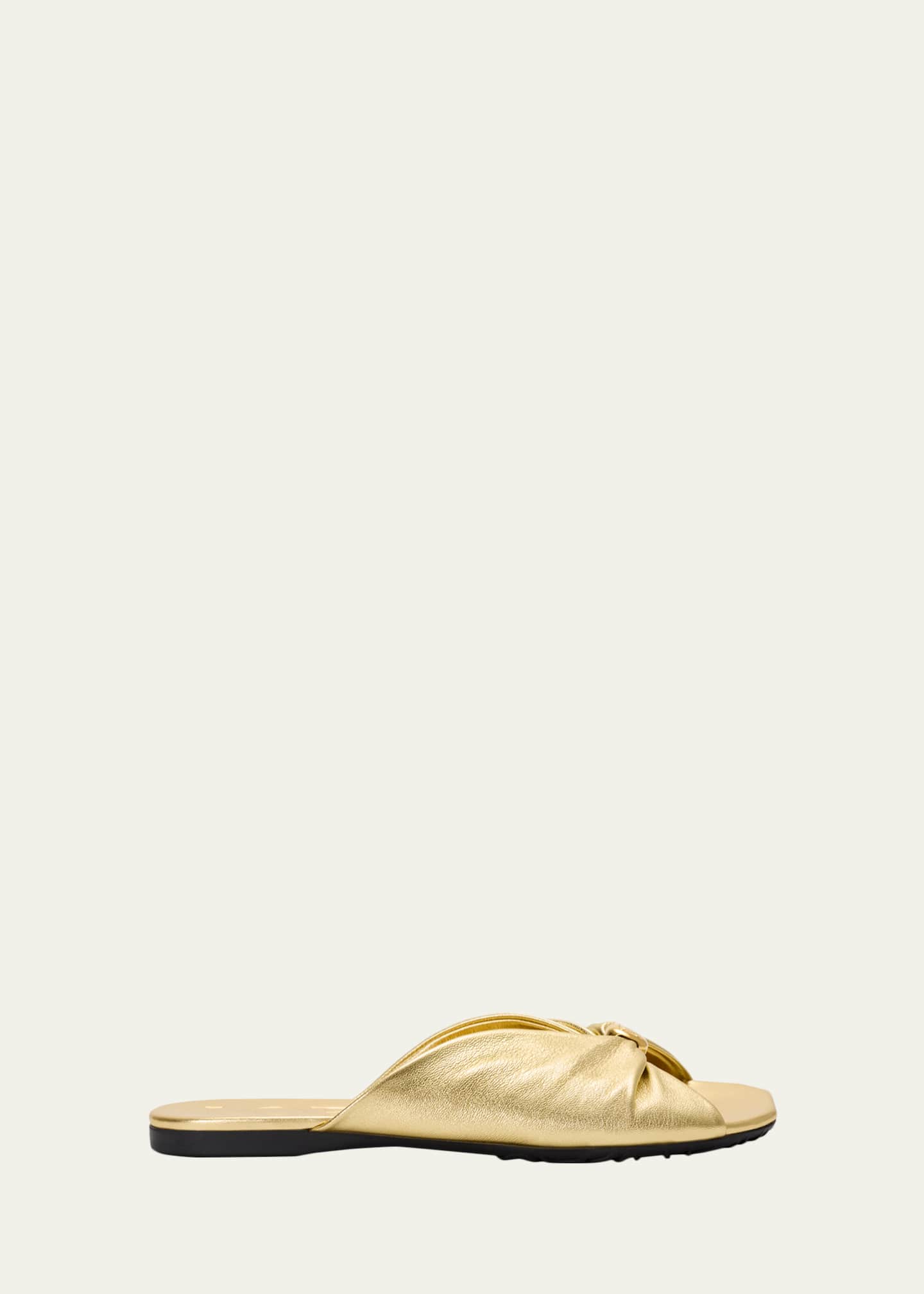 Loewe x Paula's Ibiza Pebble Soft Metallic Leather Slide Sandals