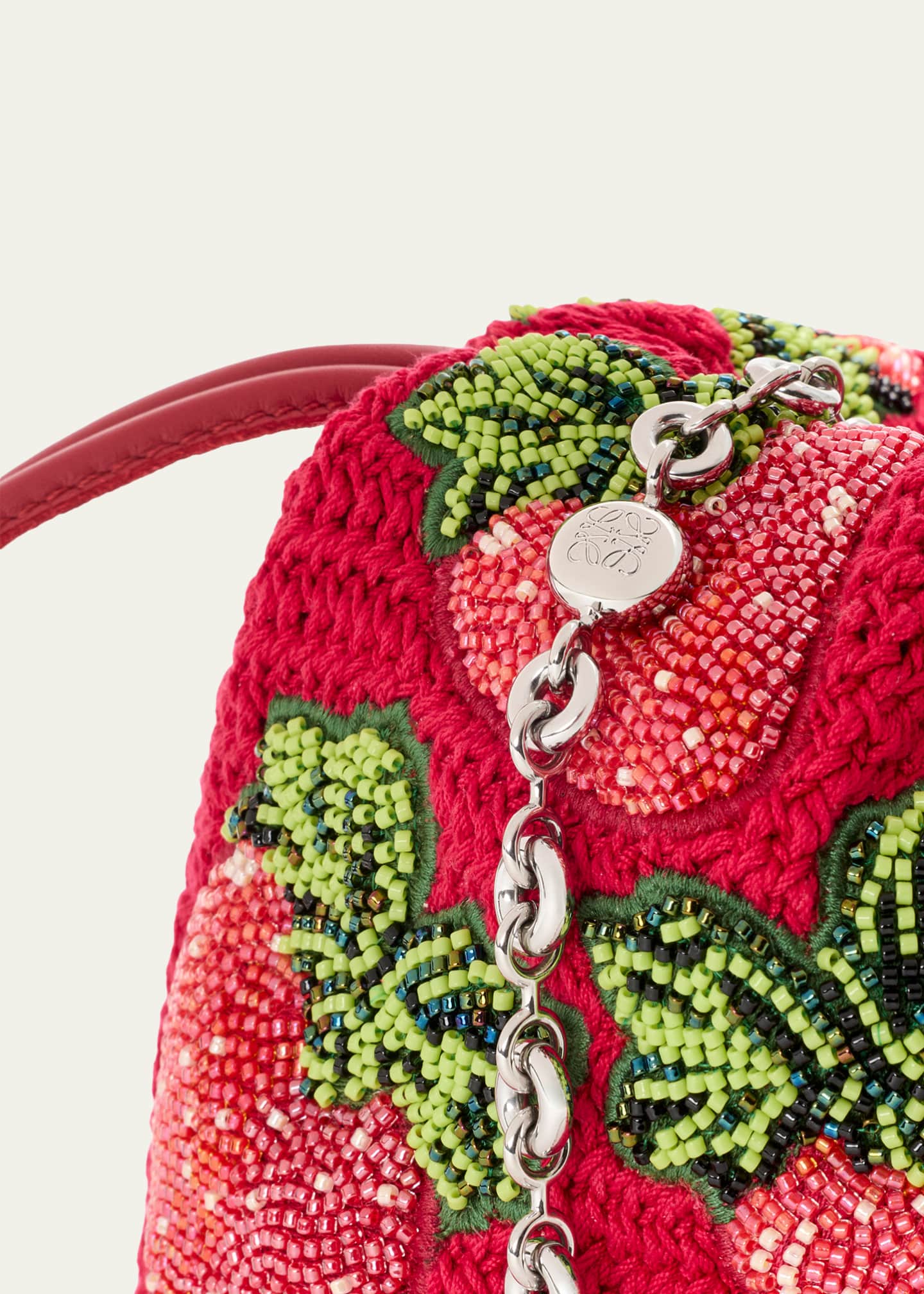 Loewe x Paula's Ibiza Strawberry-Beaded Crochet Clutch Bag