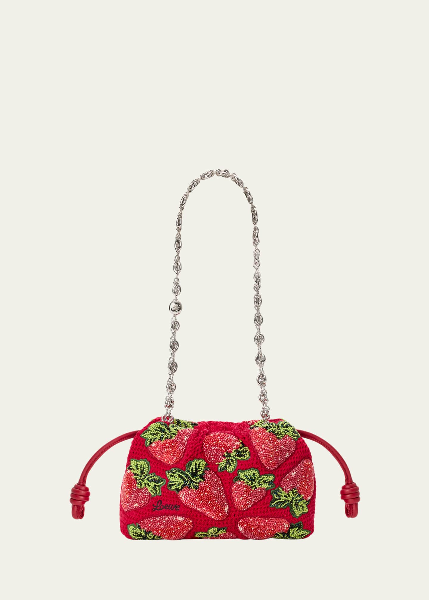 Loewe x Paula's Ibiza Strawberry-Beaded Crochet Clutch Bag