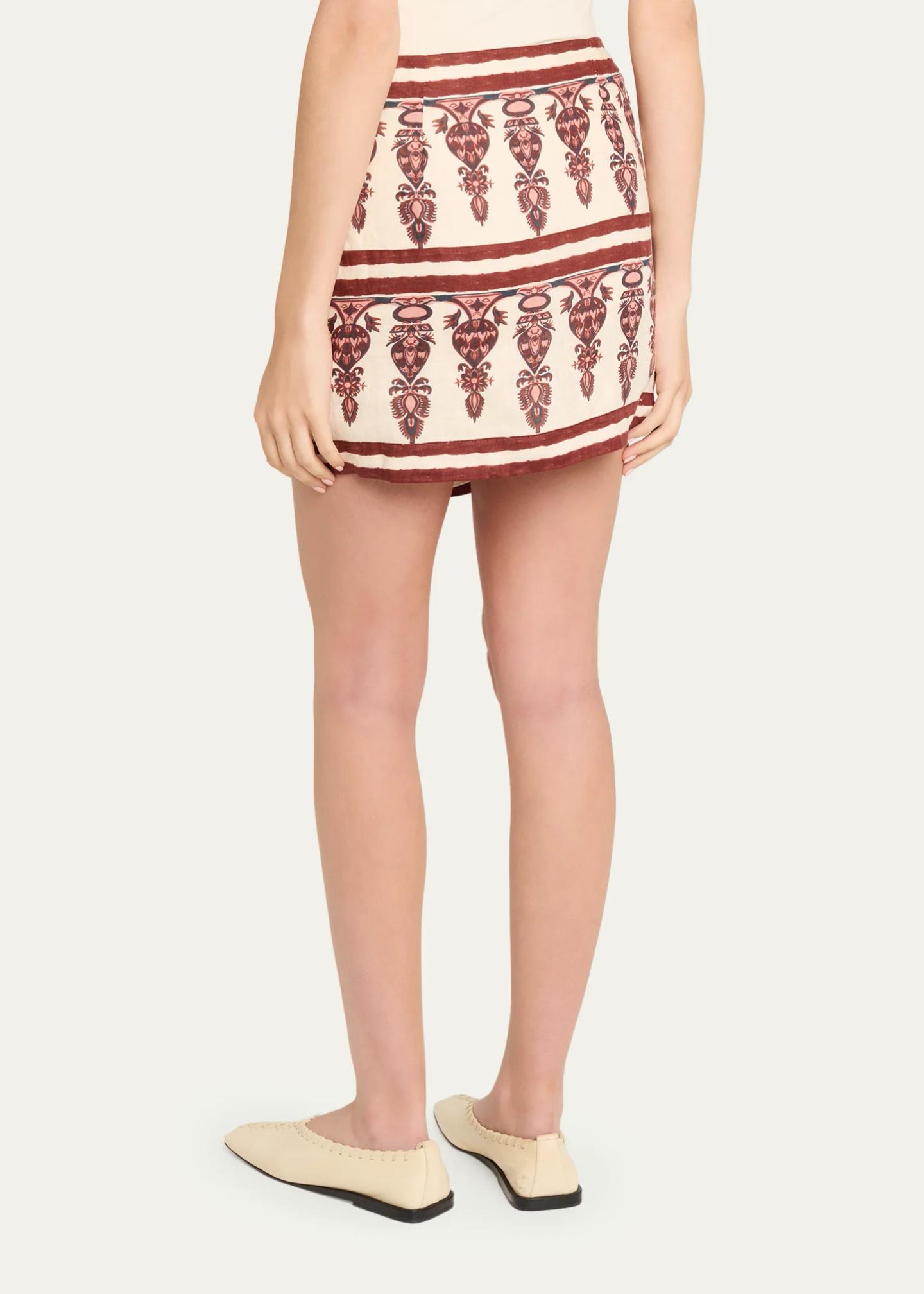 Johanna Ortiz Roots Linen Mini Wrap Skirt - Bergdorf Goodman