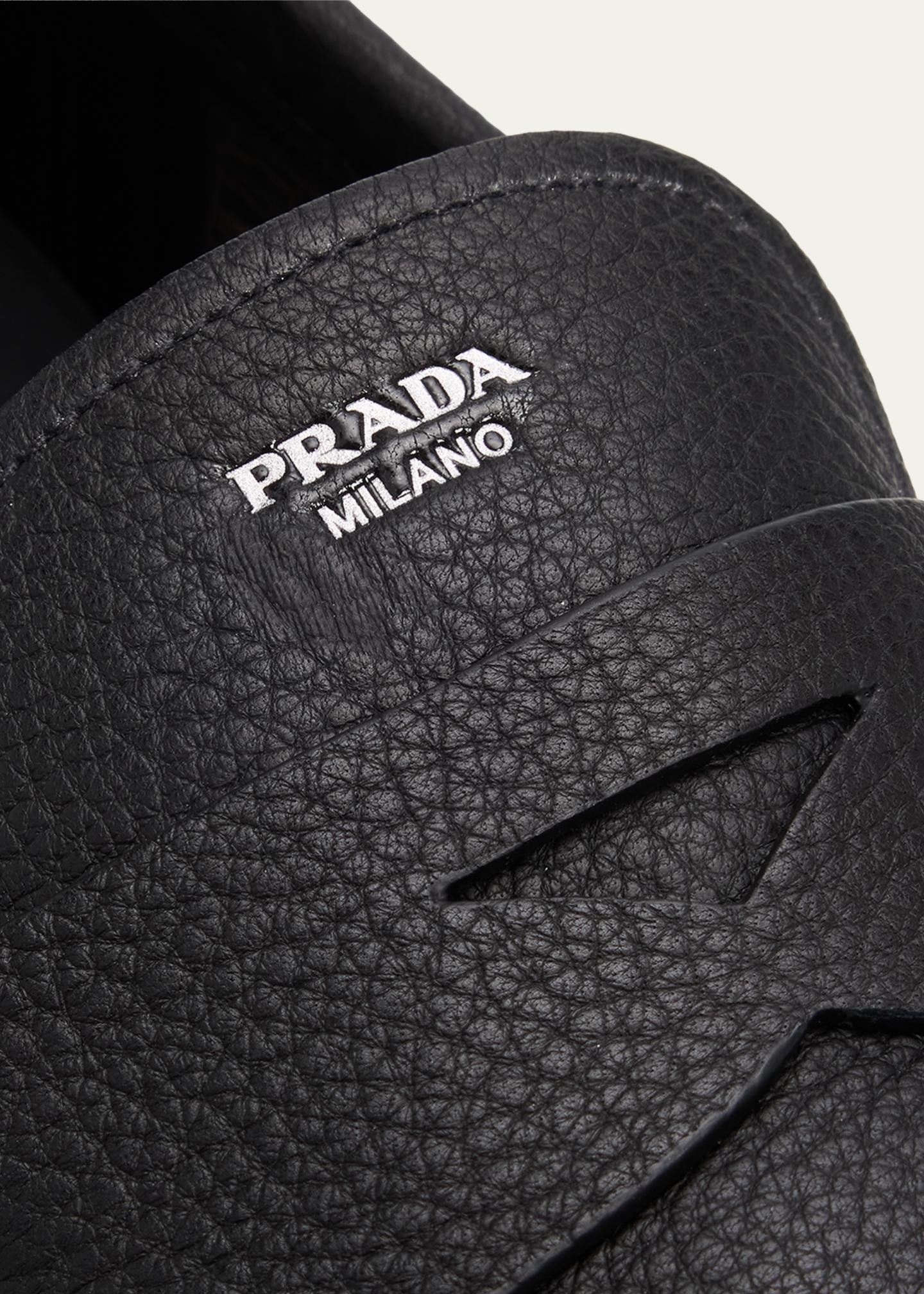 Prada Men's Alphabet Deerskin Rubber-Sole Penny Loafers - Bergdorf