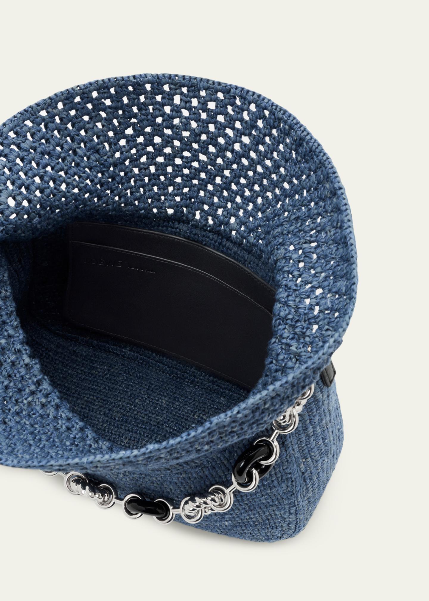LOEWE x Paula's Ibiza Ola Medium Bag in Denim-Effect Raffia