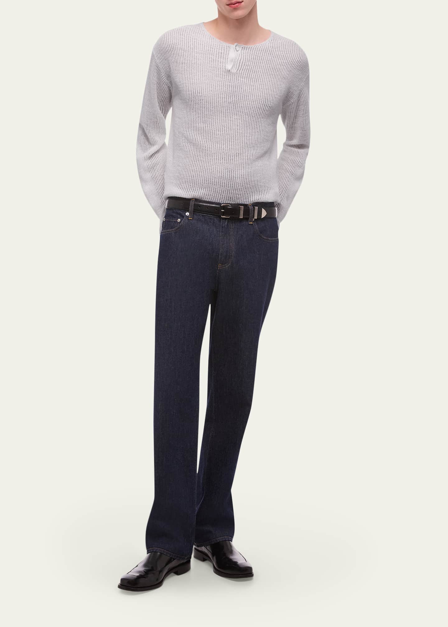 Helmut Lang Men's Waffle-Knit Henley T-Shirt - Bergdorf Goodman