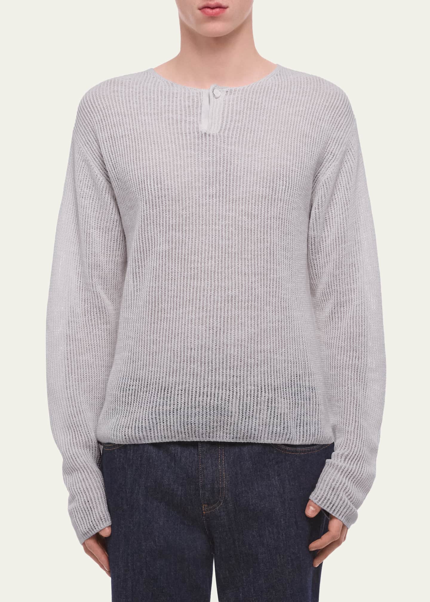 Helmut Lang Men's Waffle-Knit Henley T-Shirt - Bergdorf Goodman