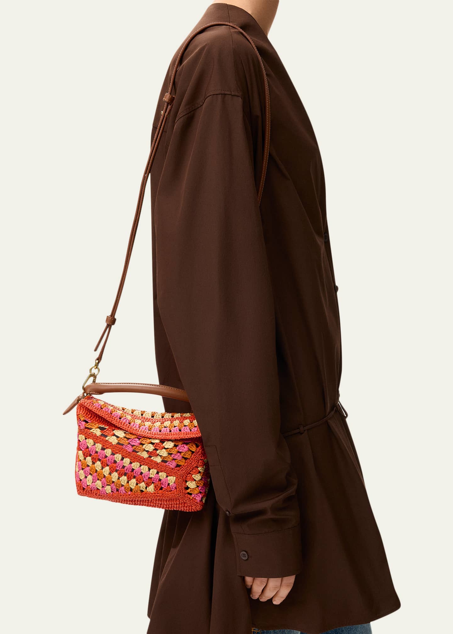 Loewe x Paula's Ibiza Puzzle Crochet Raffia Top-Handle Bag