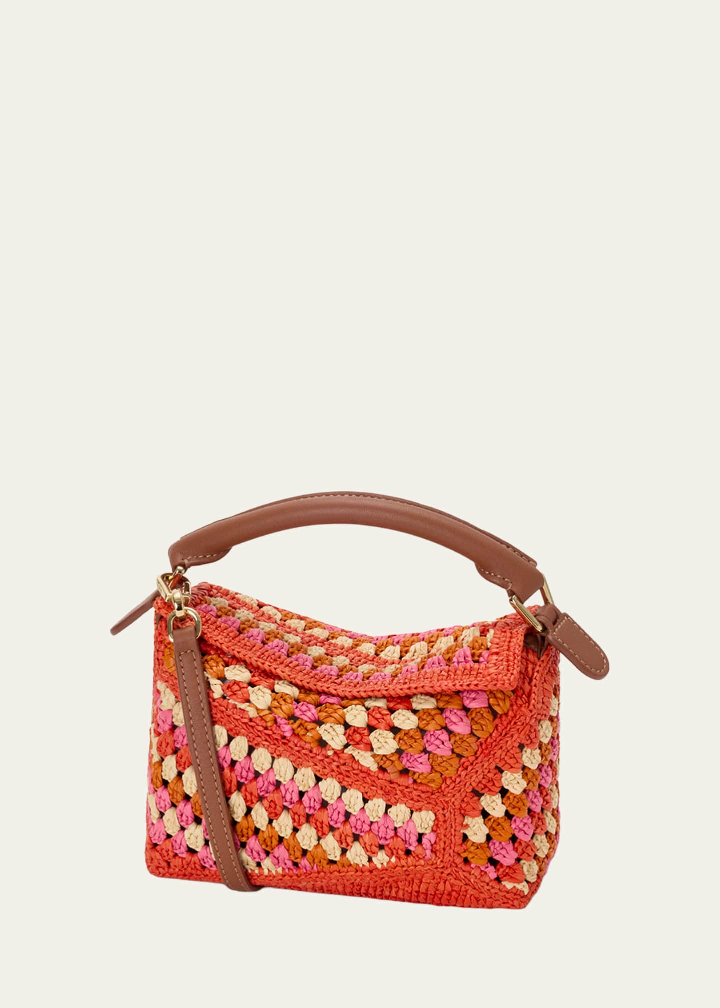 Loewe x Paula's Ibiza Puzzle Crochet Raffia Top-Handle Bag
