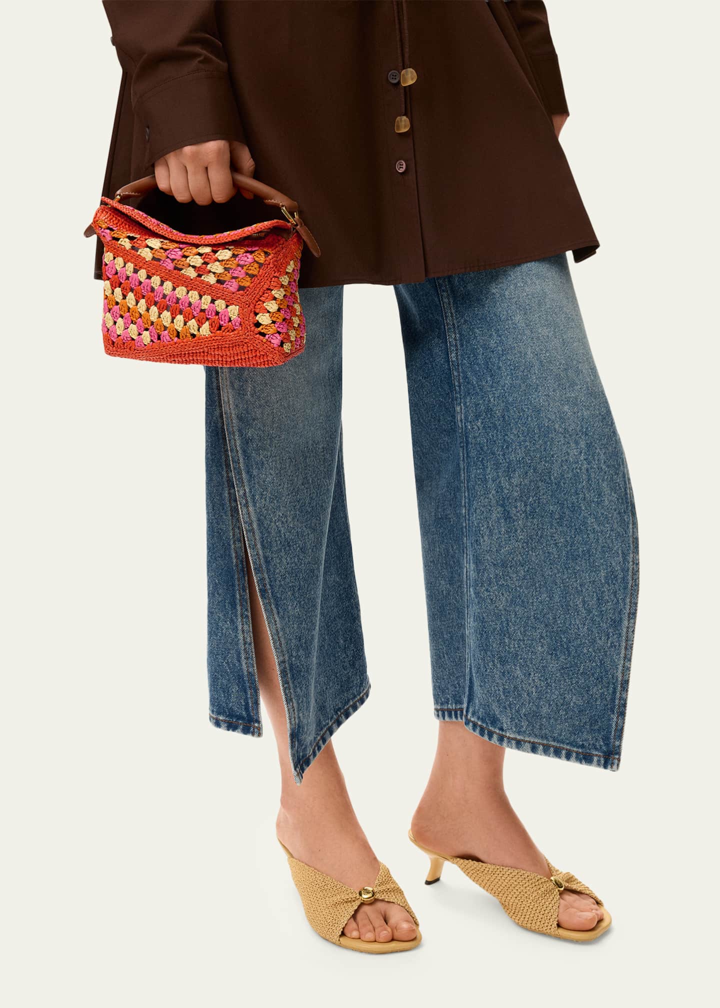 Loewe x Paula's Ibiza Puzzle Crochet Raffia Top-Handle Bag