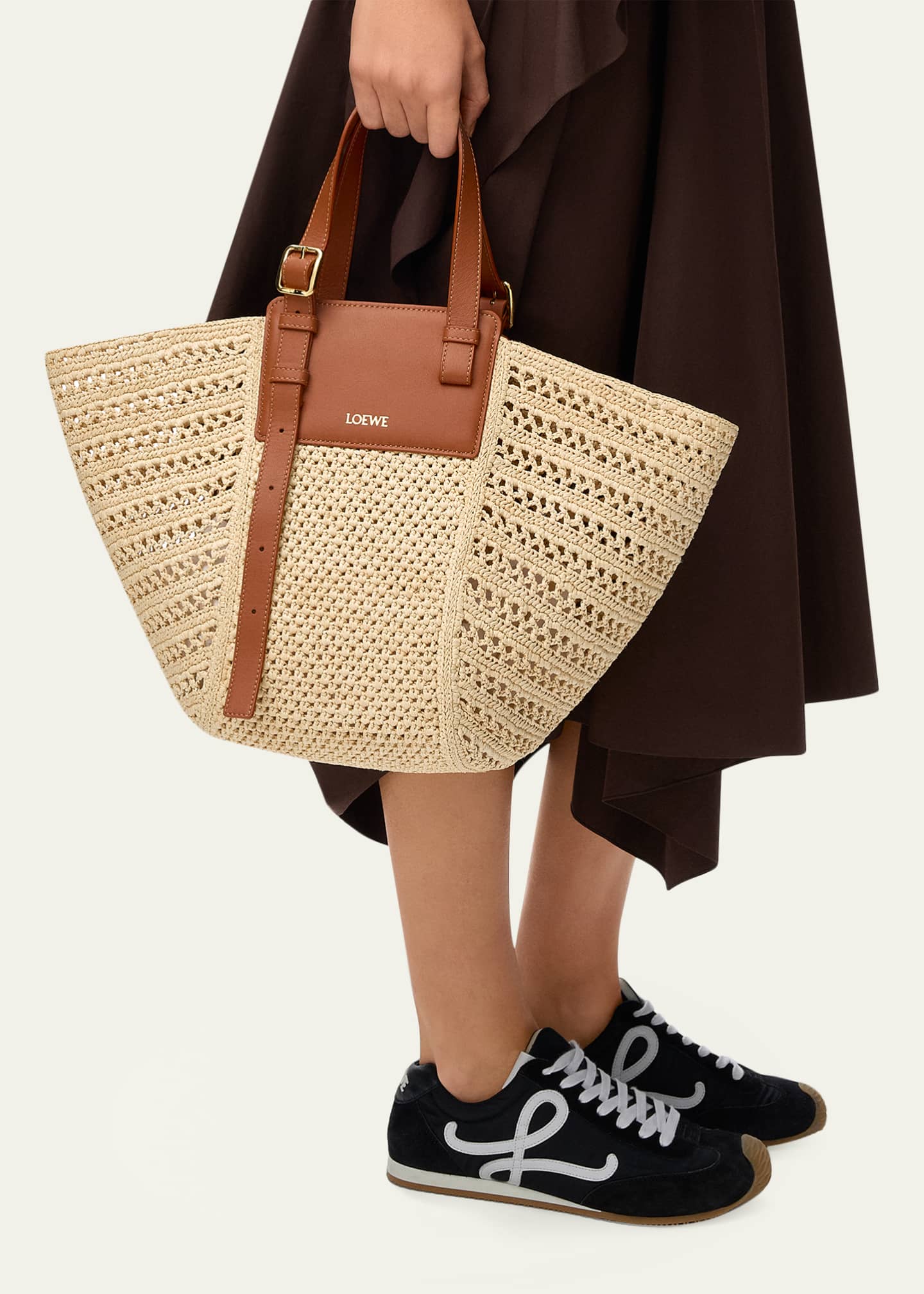 Loewe x Paula's Ibiza Medium Hammock Cabas Bag in Raffia and