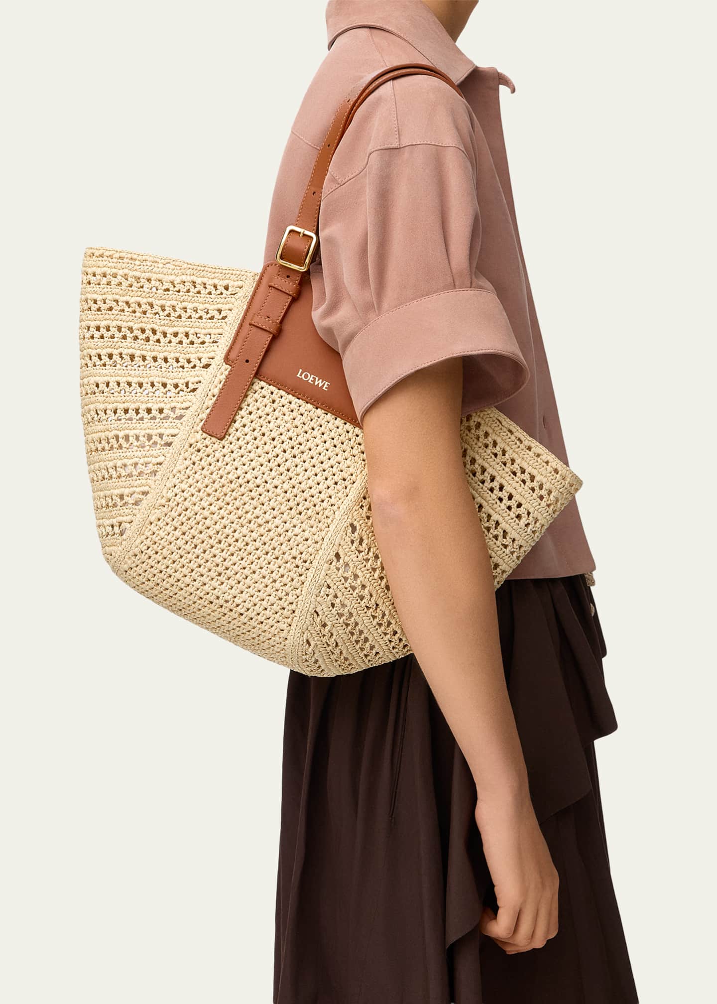 Loewe x Paula's Ibiza Medium Hammock Cabas Bag in Raffia and
