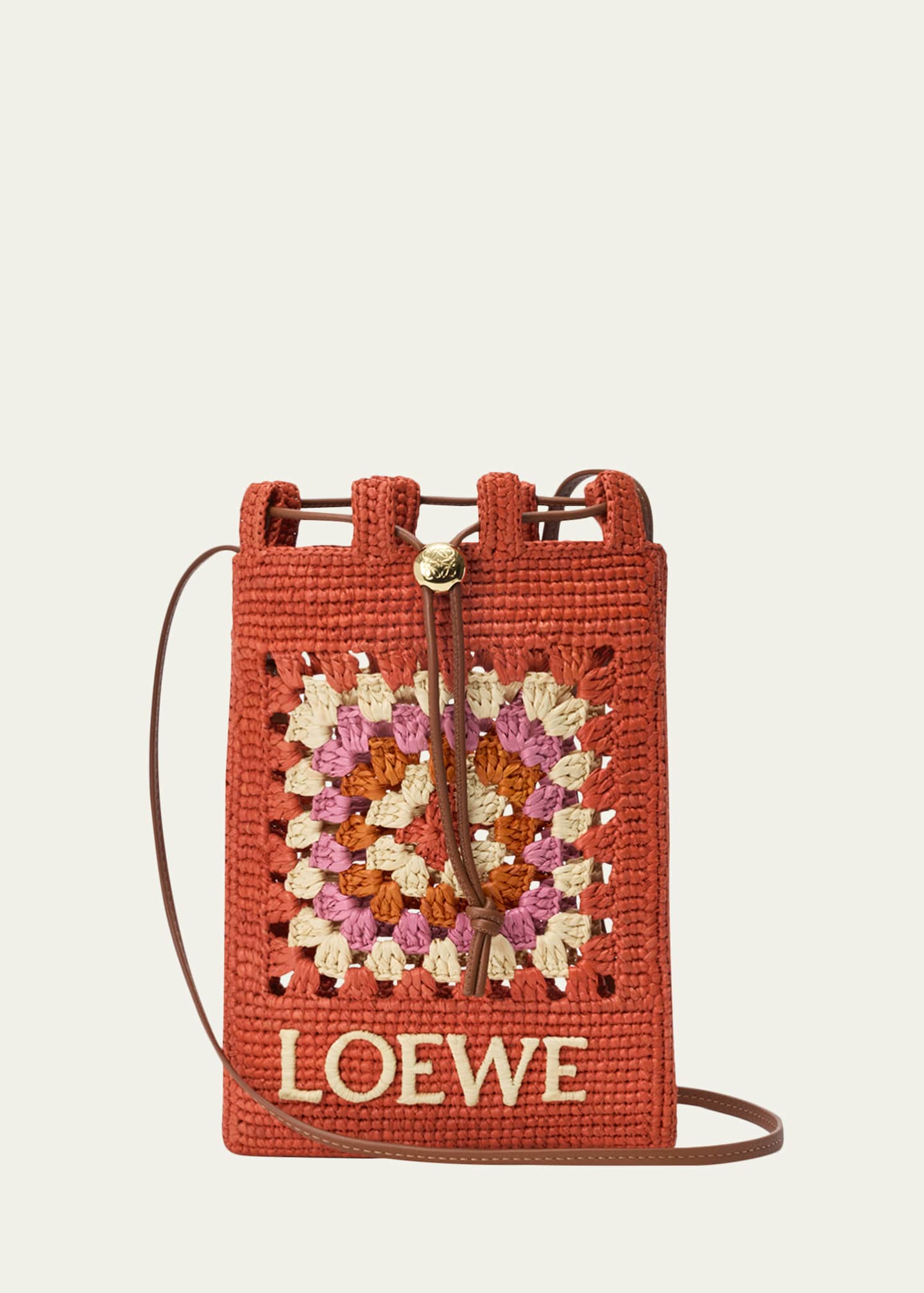 Loewe x Paula's Ibiza Crochet Raffia Pocket Crossbody Bag