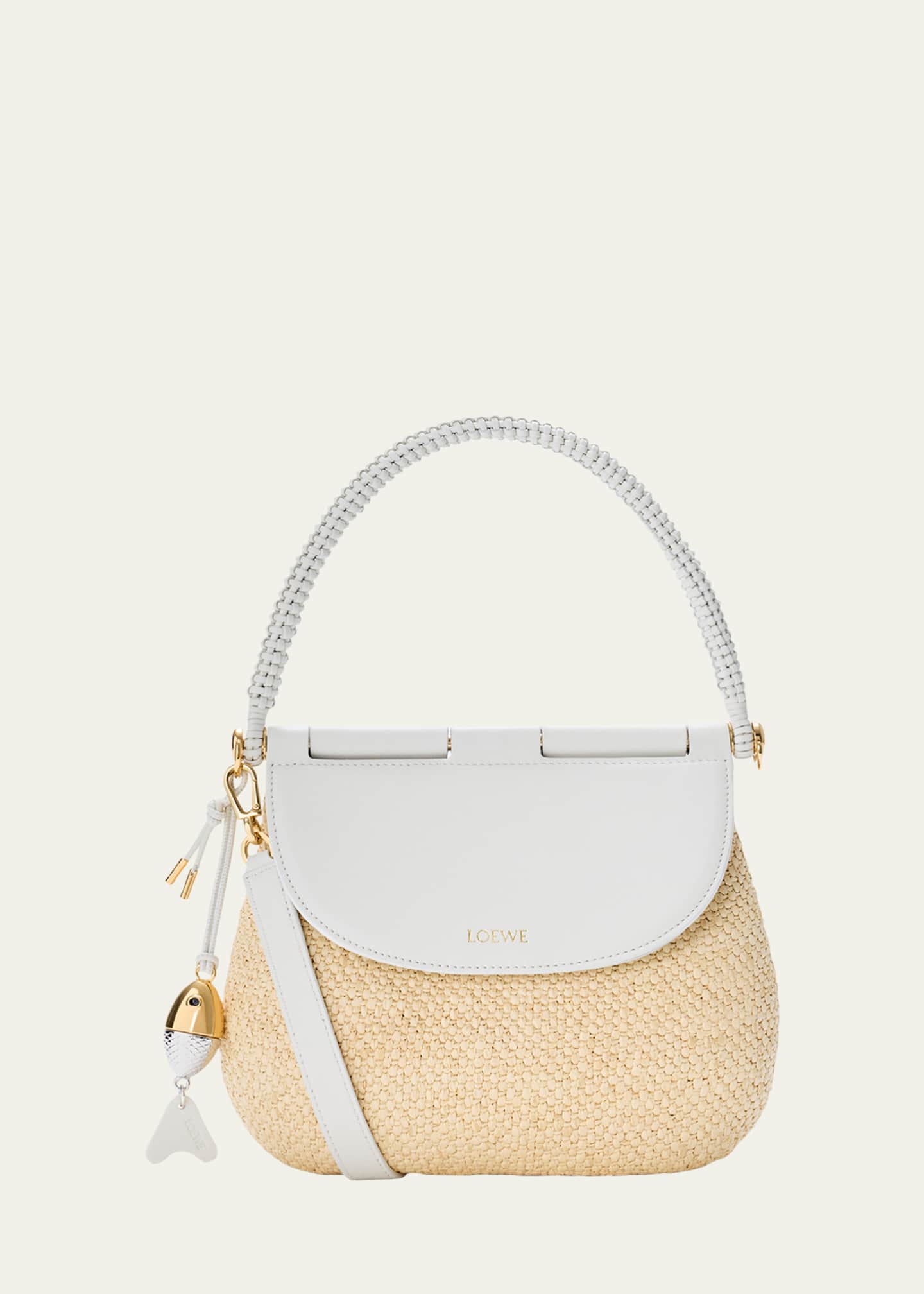 Loewe x Paula's Ibiza Pescador Medium Raffia & Leather Top-Handle