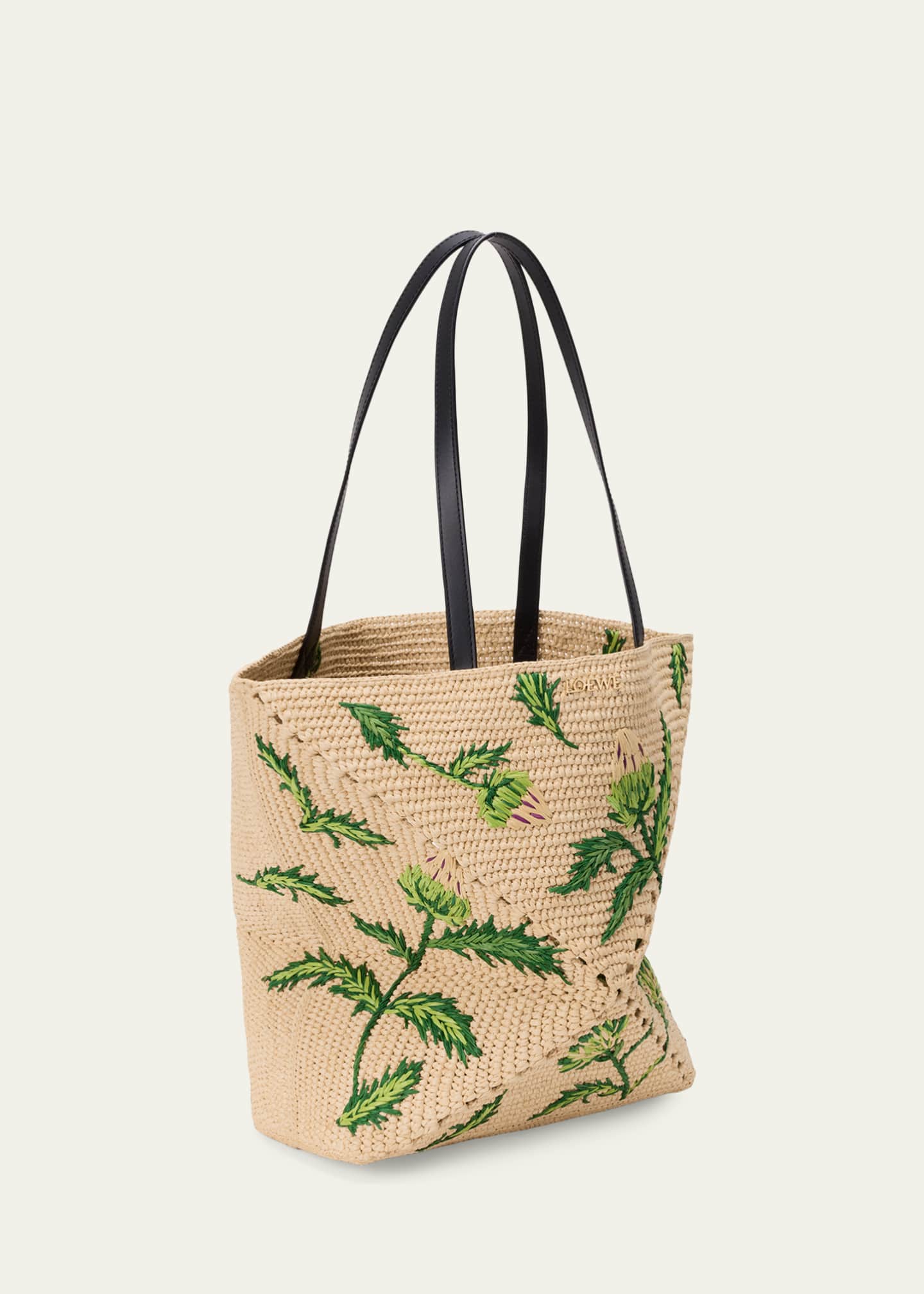 Loewe x Paula's Ibiza Puzzle Embroidered Raffia Tote Bag