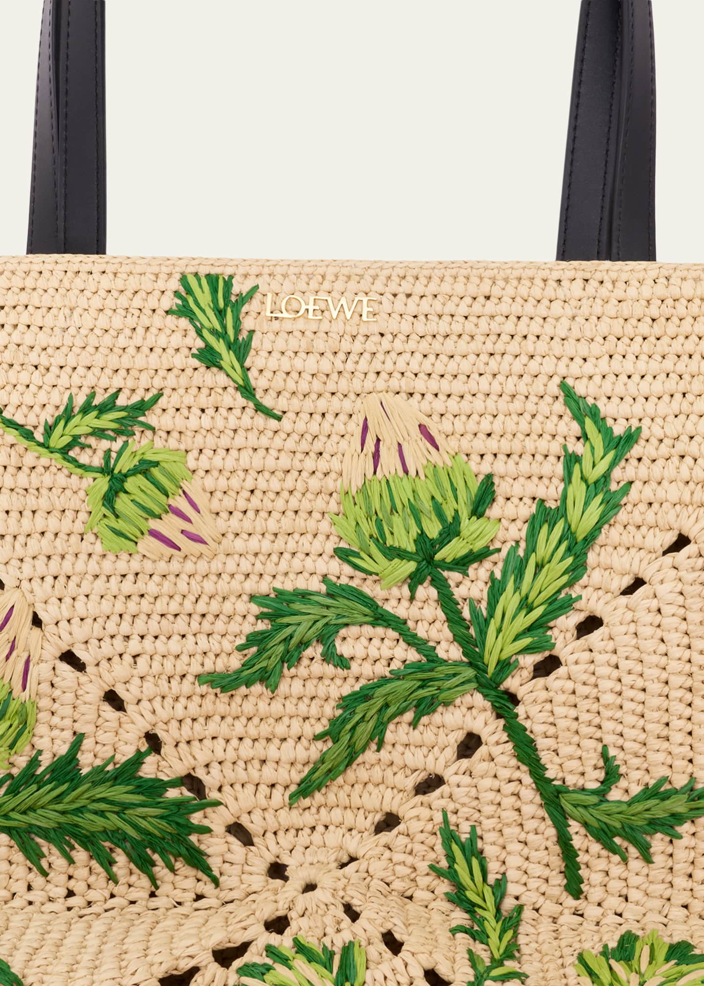Loewe x Paula's Ibiza Puzzle Embroidered Raffia Tote Bag