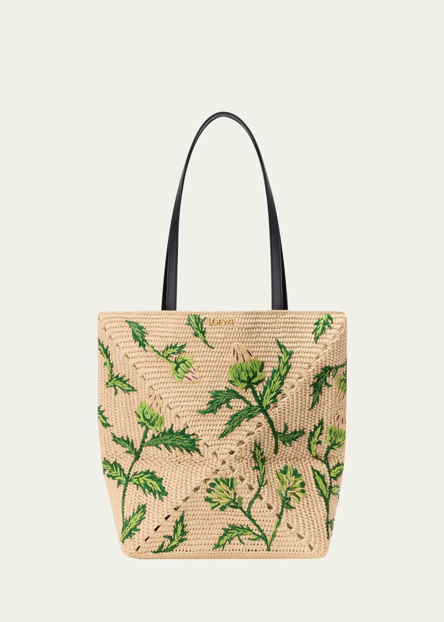 Loewe x Paula's Ibiza Puzzle Embroidered Raffia Tote Bag