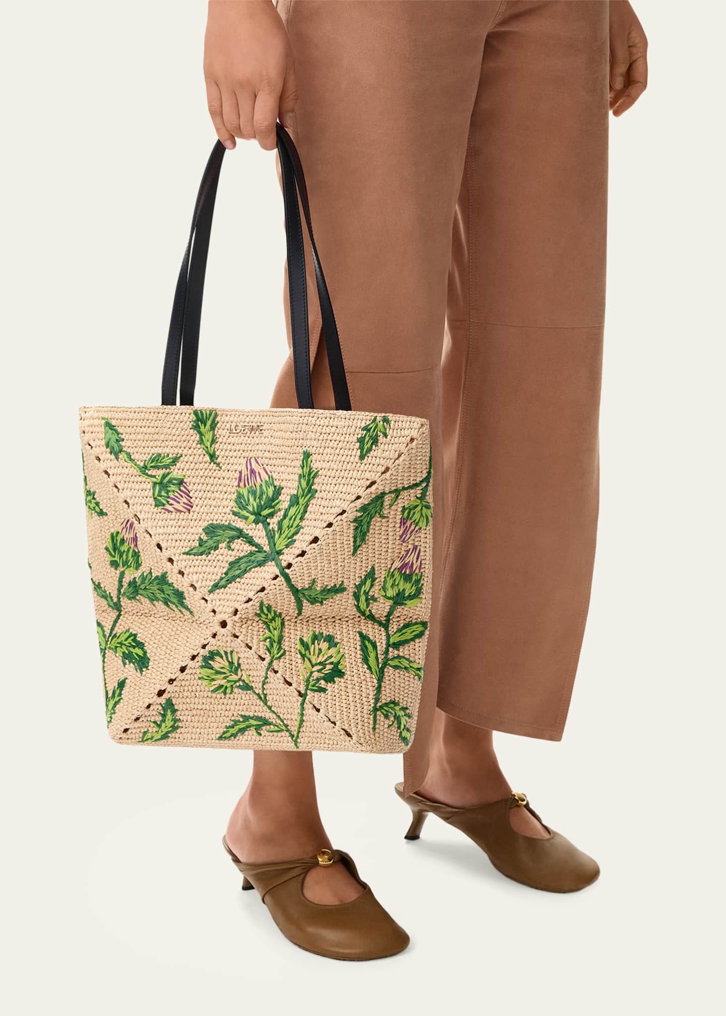 Loewe x Paula's Ibiza Puzzle Embroidered Raffia Tote Bag