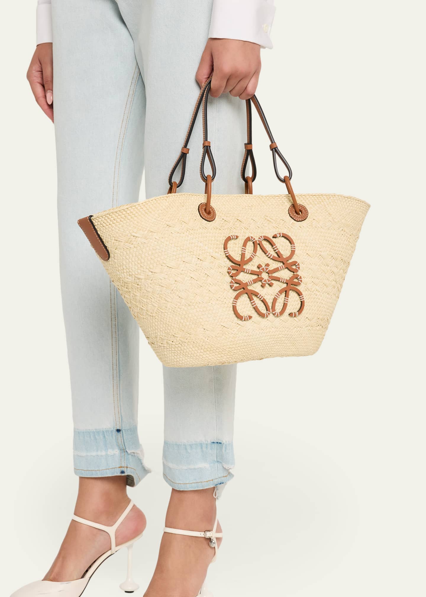 Loewe Anagram Woven Palm Leaf Basket Tote Bag - Bergdorf Goodman