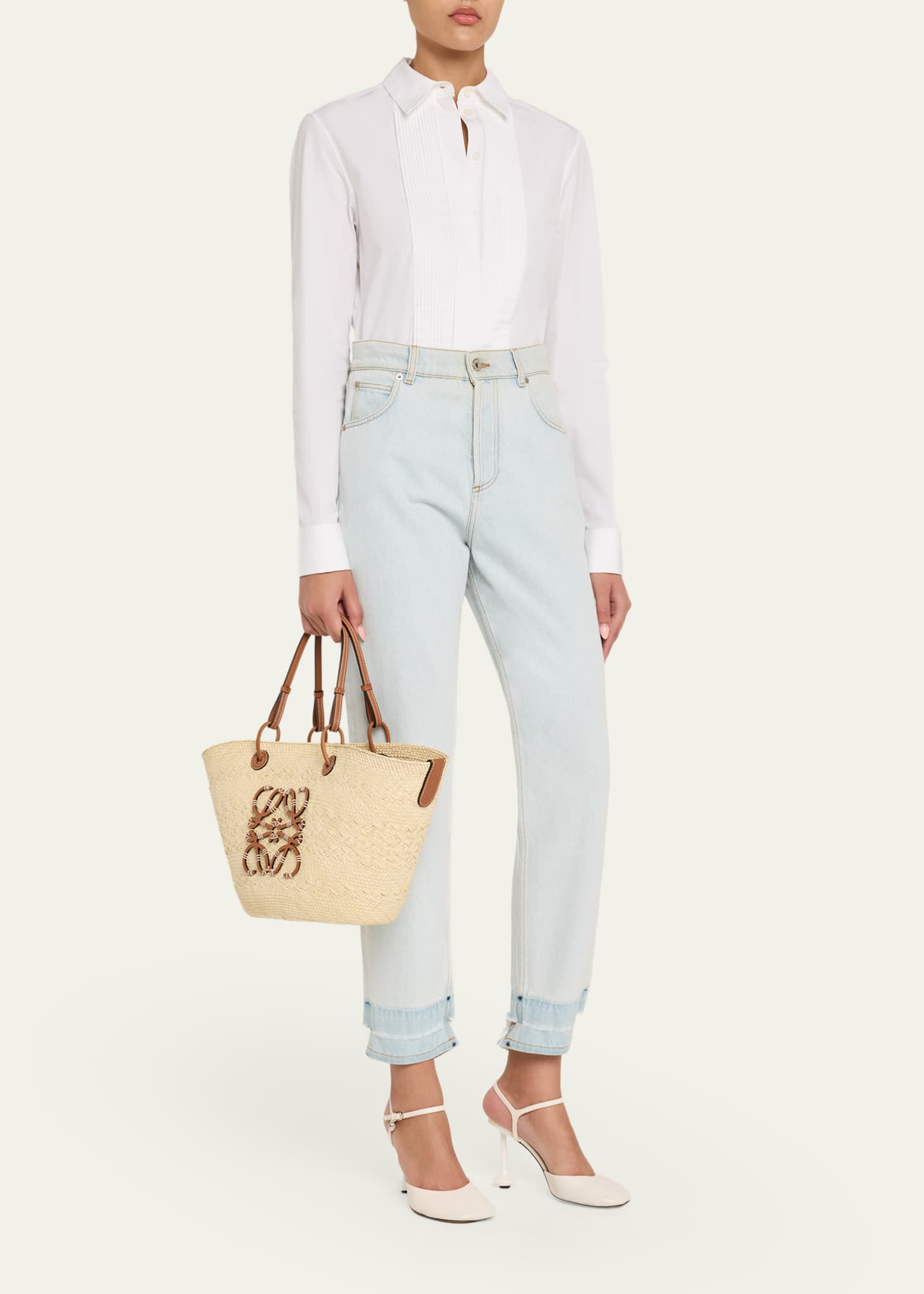 Loewe Anagram Woven Palm Leaf Basket Tote Bag - Bergdorf Goodman