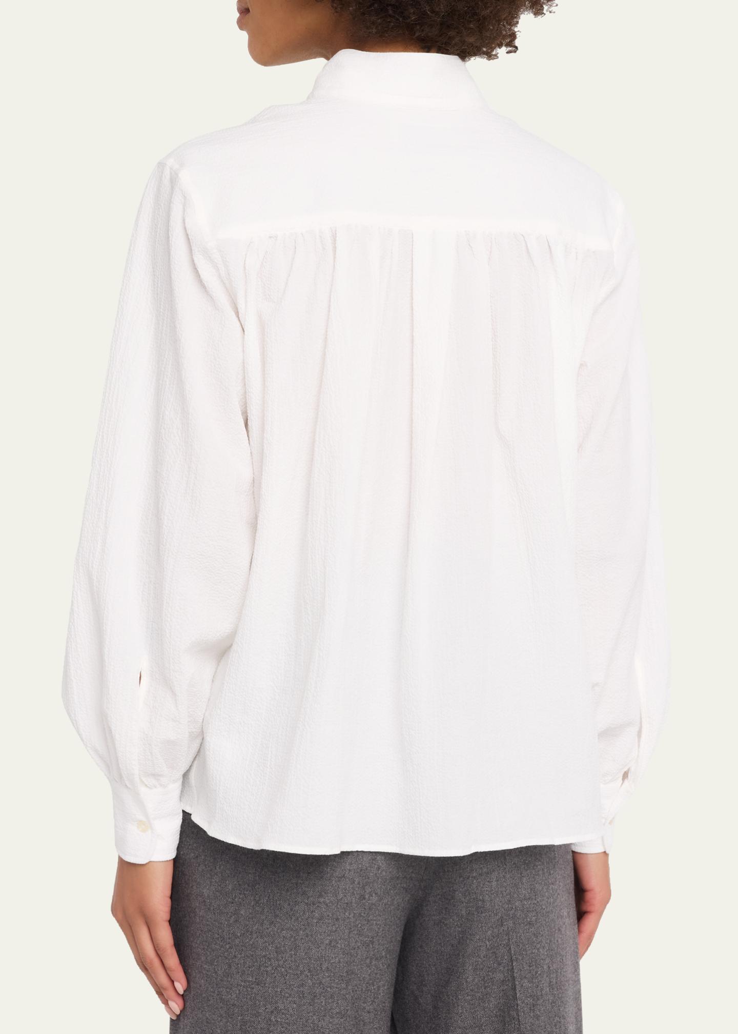 Officine Générale Alison Seersucker Button-Front Shirt - Bergdorf Goodman