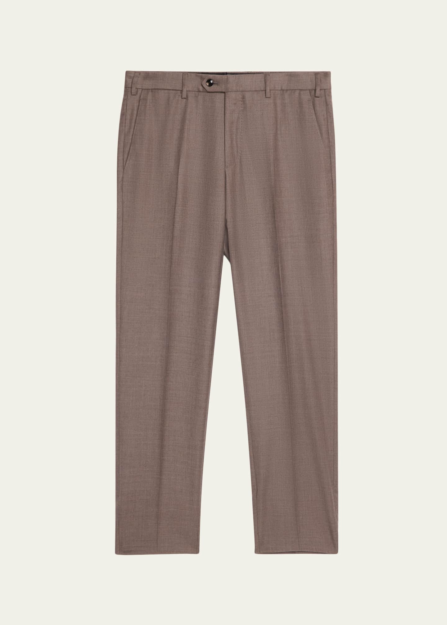 Giorgio Armani Men's Sharkskin Wool Flat-Front Trousers - Bergdorf