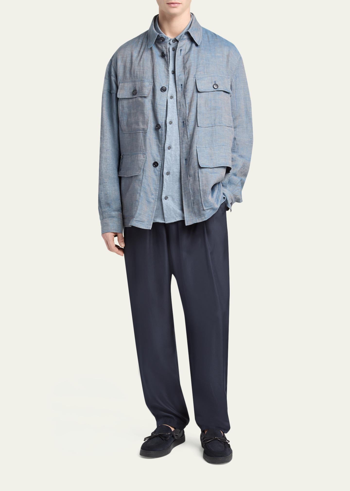 Giorgio Armani Men's Linen Flap-Pocket Field Jacket - Bergdorf Goodman